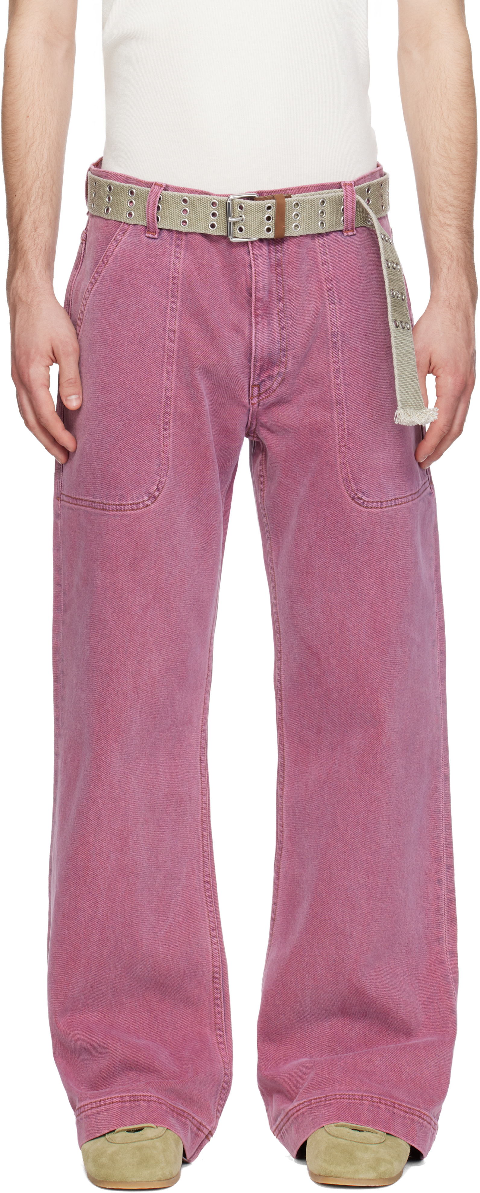 Sanderlak: Pink Utility Flare Jeans | SSENSE