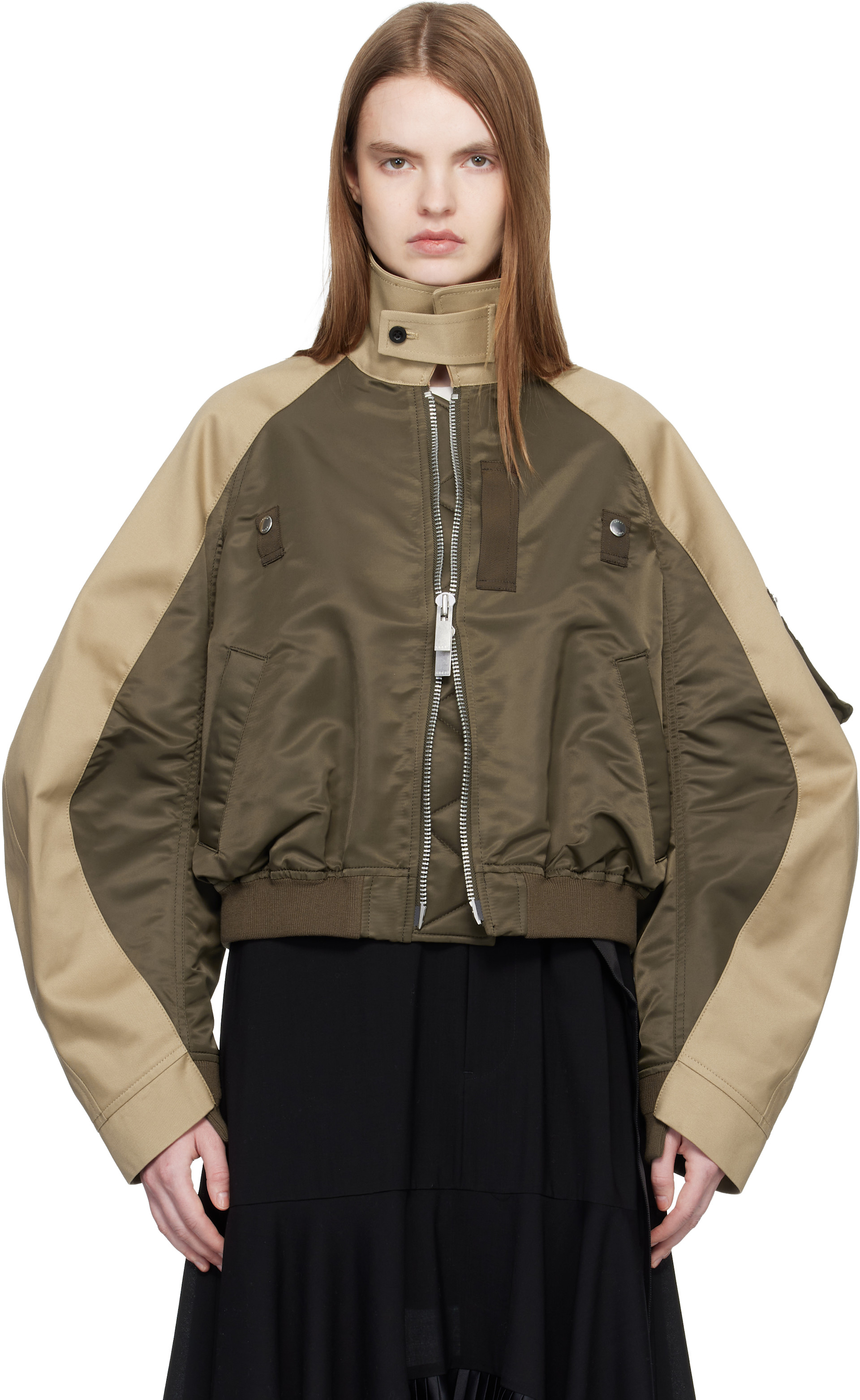 ジャケット・アウター Sacai 24ss MA-1 Taffeta Blouson KHAKI sacai: Khaki & Beige Chino Twill Bomber Jacket | SSENSE