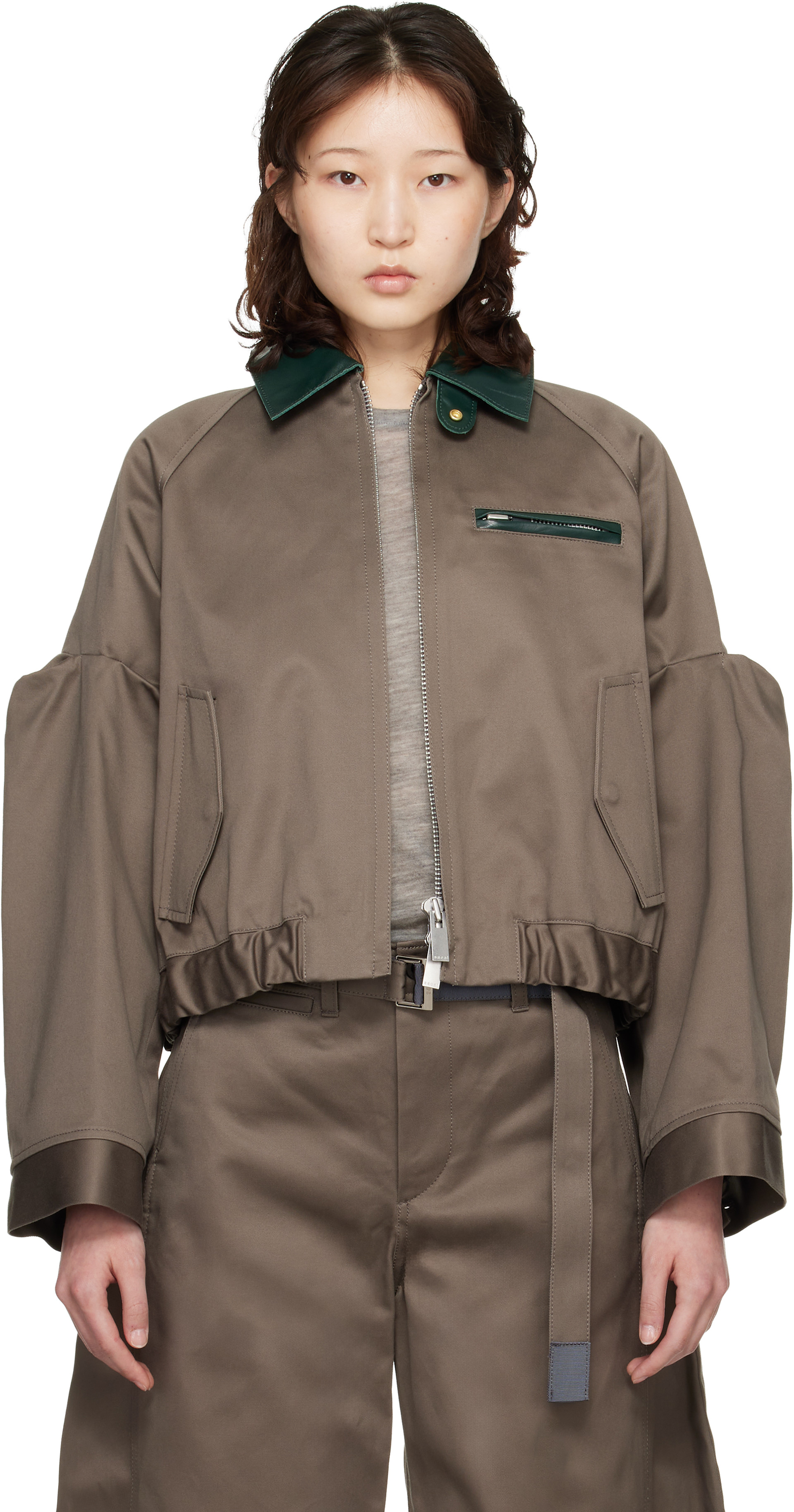 sacai: Taupe Cotton Chino Jacket | SSENSE