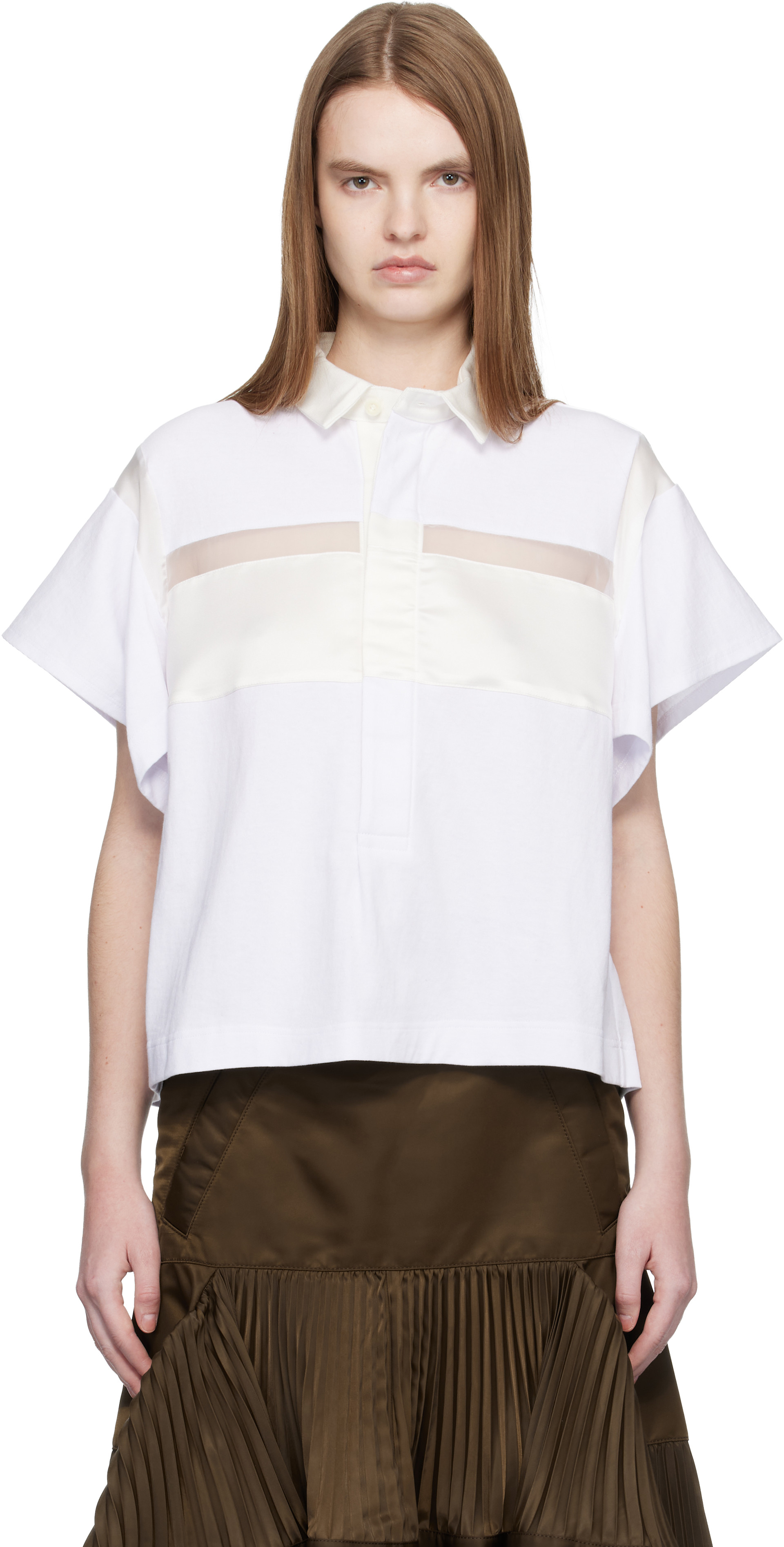 sacai: ホワイト Cotton Jersey ポロシャツ | SSENSE 日本