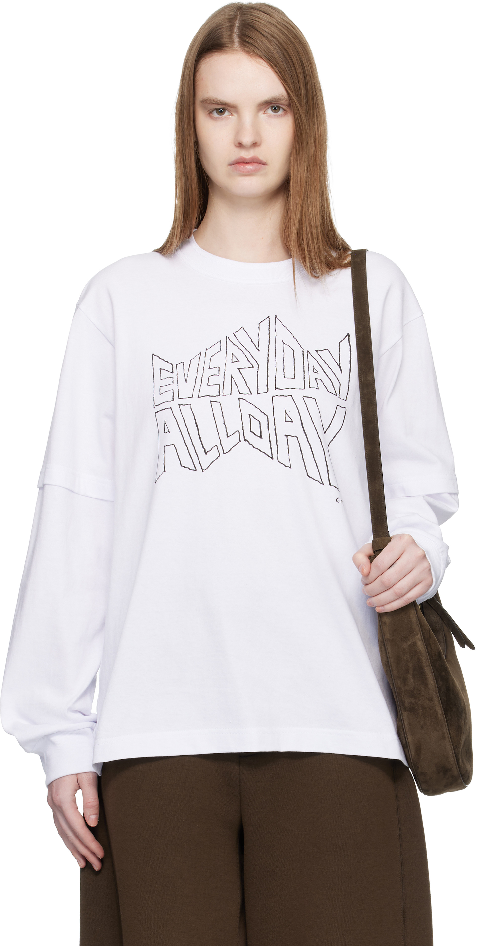 【最終値下】sacai サカイ プリーツ レース Tシャツ 白 18-03893 sacai: ホワイト 'geoff sacai' プリント 長袖Tシャツ | SSENSE 日本