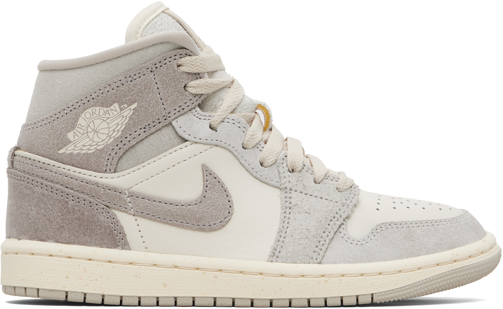 Nike Jordan: グレー＆オフホワイト Air Jordan 1 Mid SE スニーカー