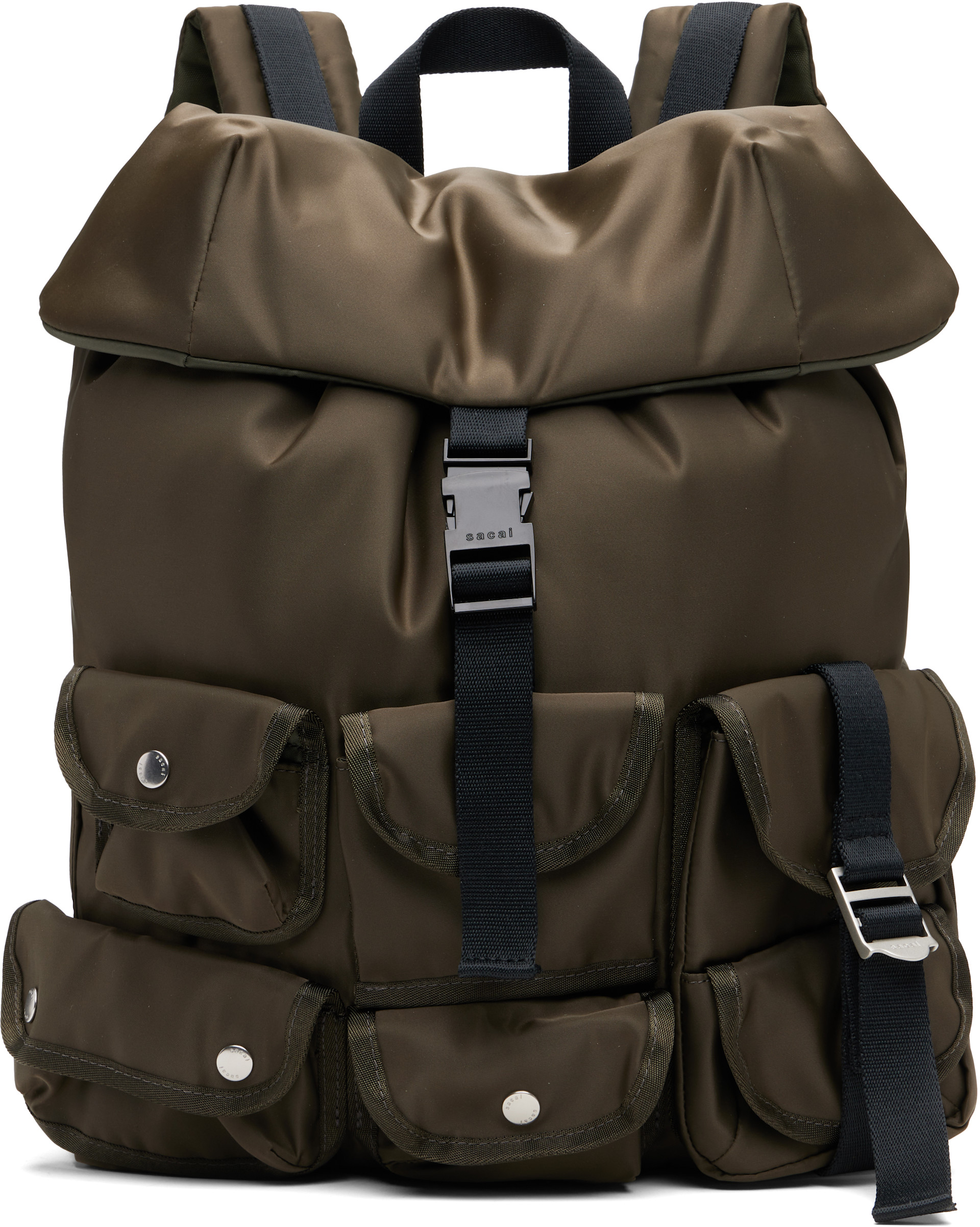 sacai: Khaki Nylon Backpack | SSENSE
