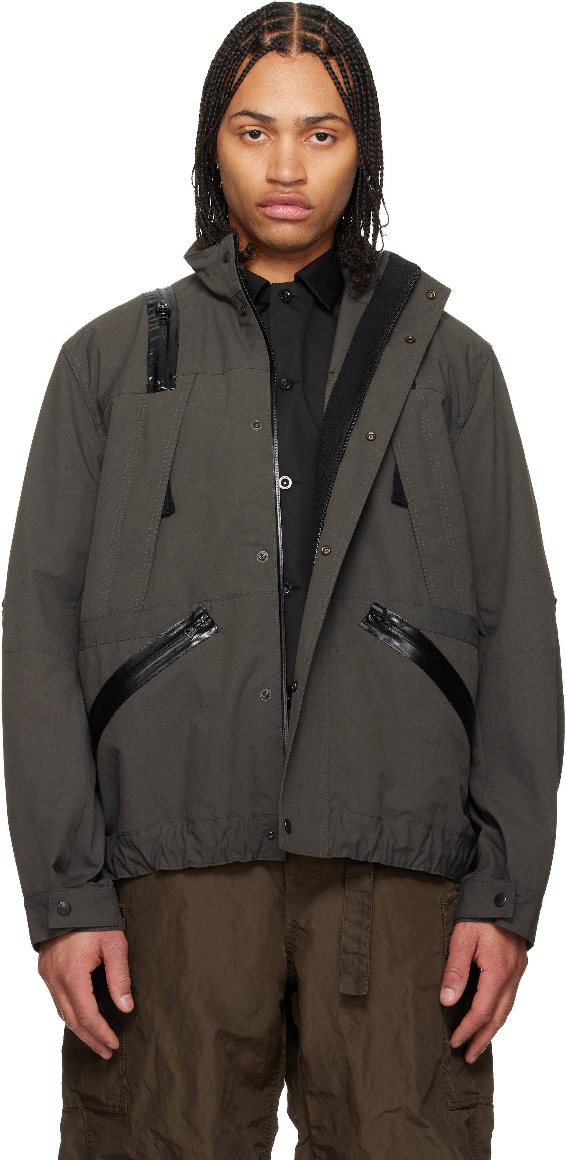 sacai: カーキ Weathercloth ブルゾンジャケット | SSENSE 日本