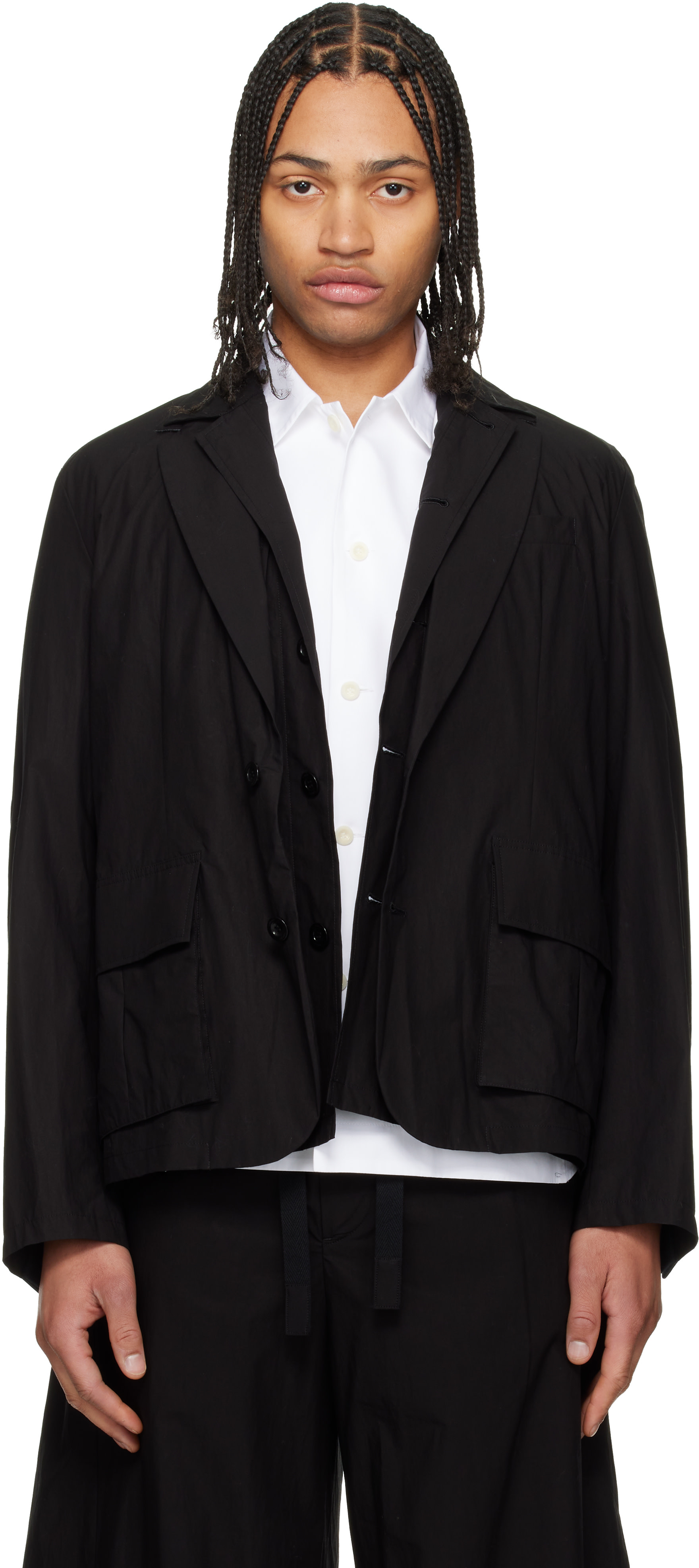 sacai: ブラック コットン タイプライター テーラードジャケット