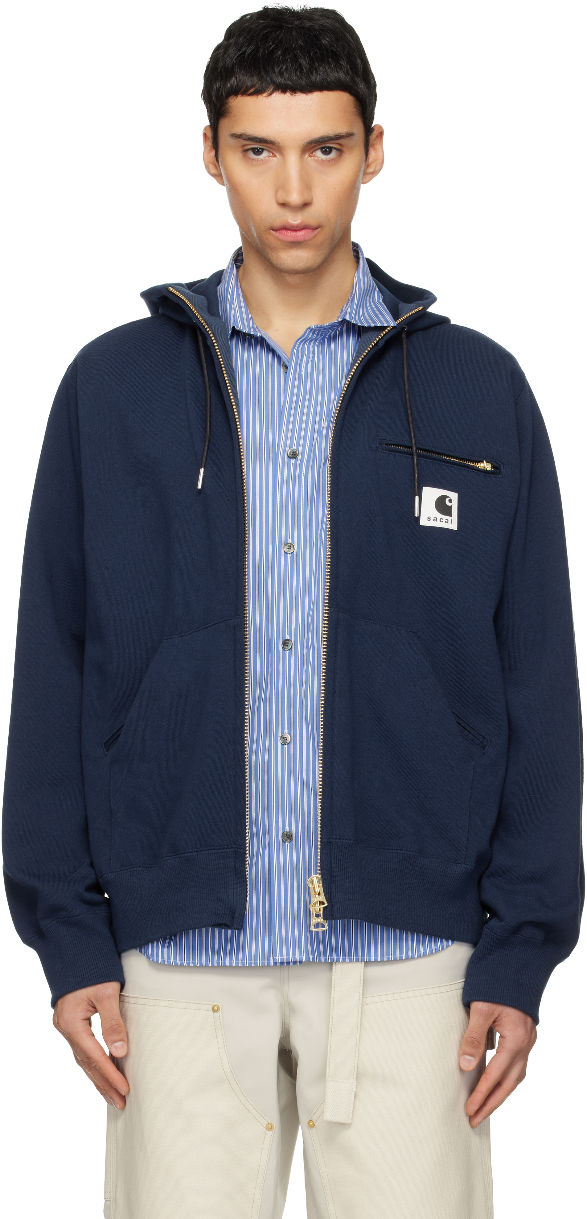 Sacai Sweat Jersey Hoodie パーカ SACAI WIP Cotton Jersey Hoodie by Sacai x Carhartt BLACK | Base Blu
