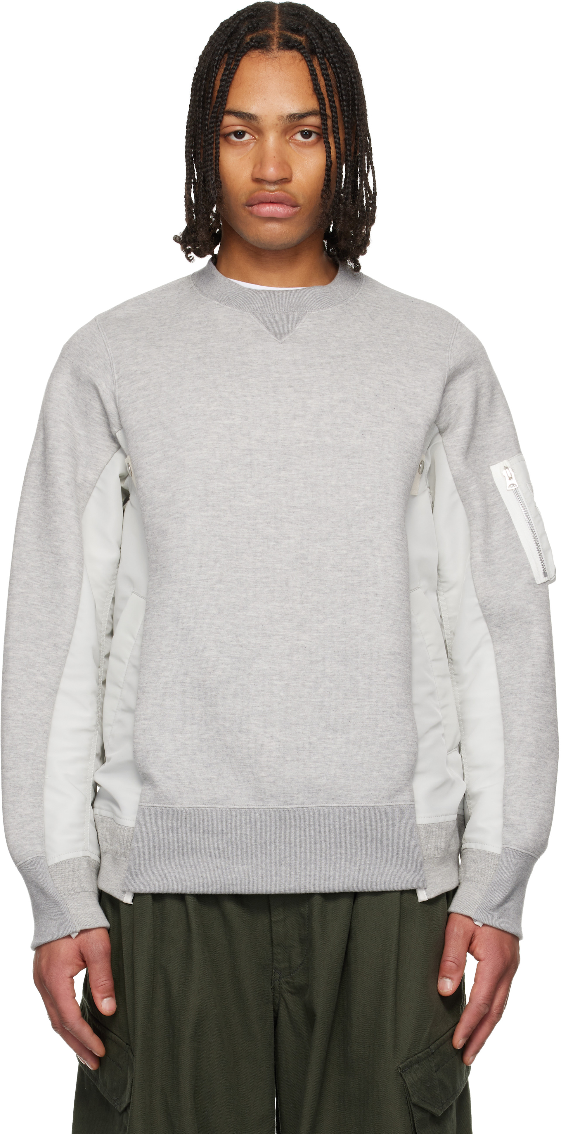 【サイズ3】Sacai NylonTwill スウェットシャツ グレー 261445M204002_1.jpg
