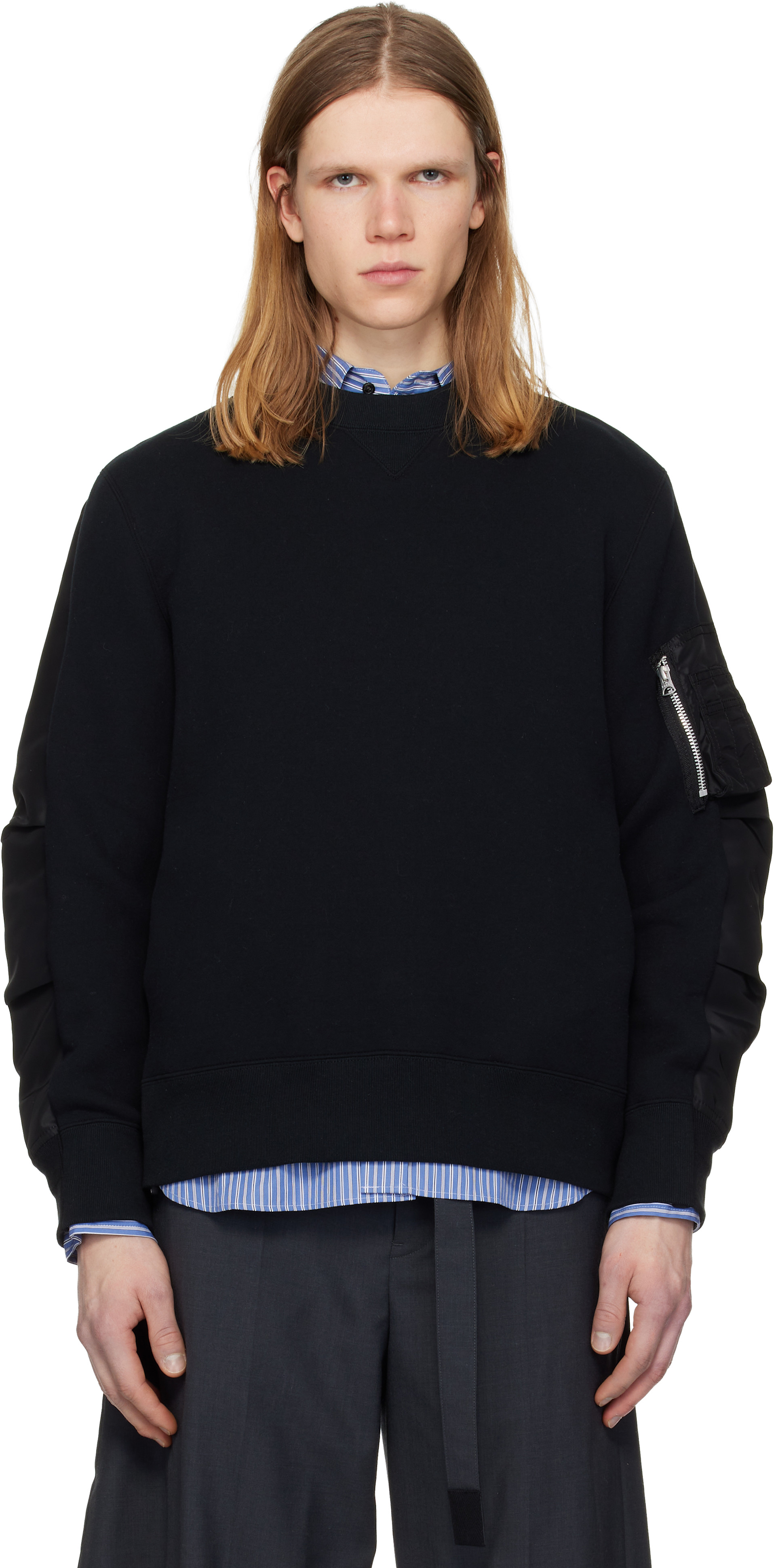 sacai＊スウェット sacai: ネイビー＆カーキ Sponge Sweat & Nylon Twill スウェット