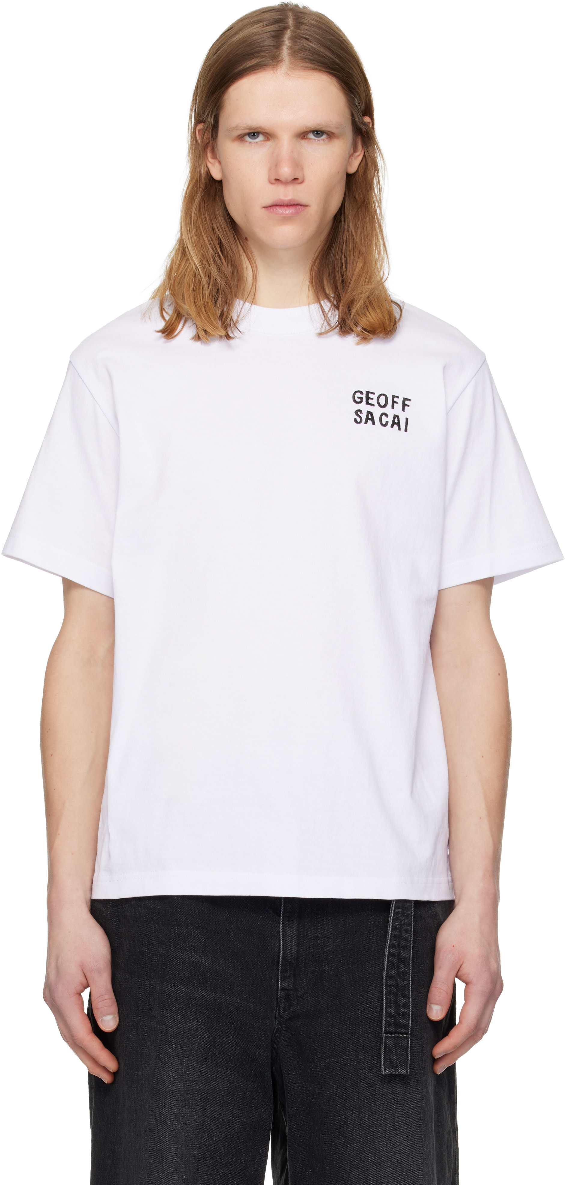 NIKE × sacai Tシャツ ホワイト S WMNS) Nike x sacai Splicing Logo Short Sleeve T-Shirt 'White