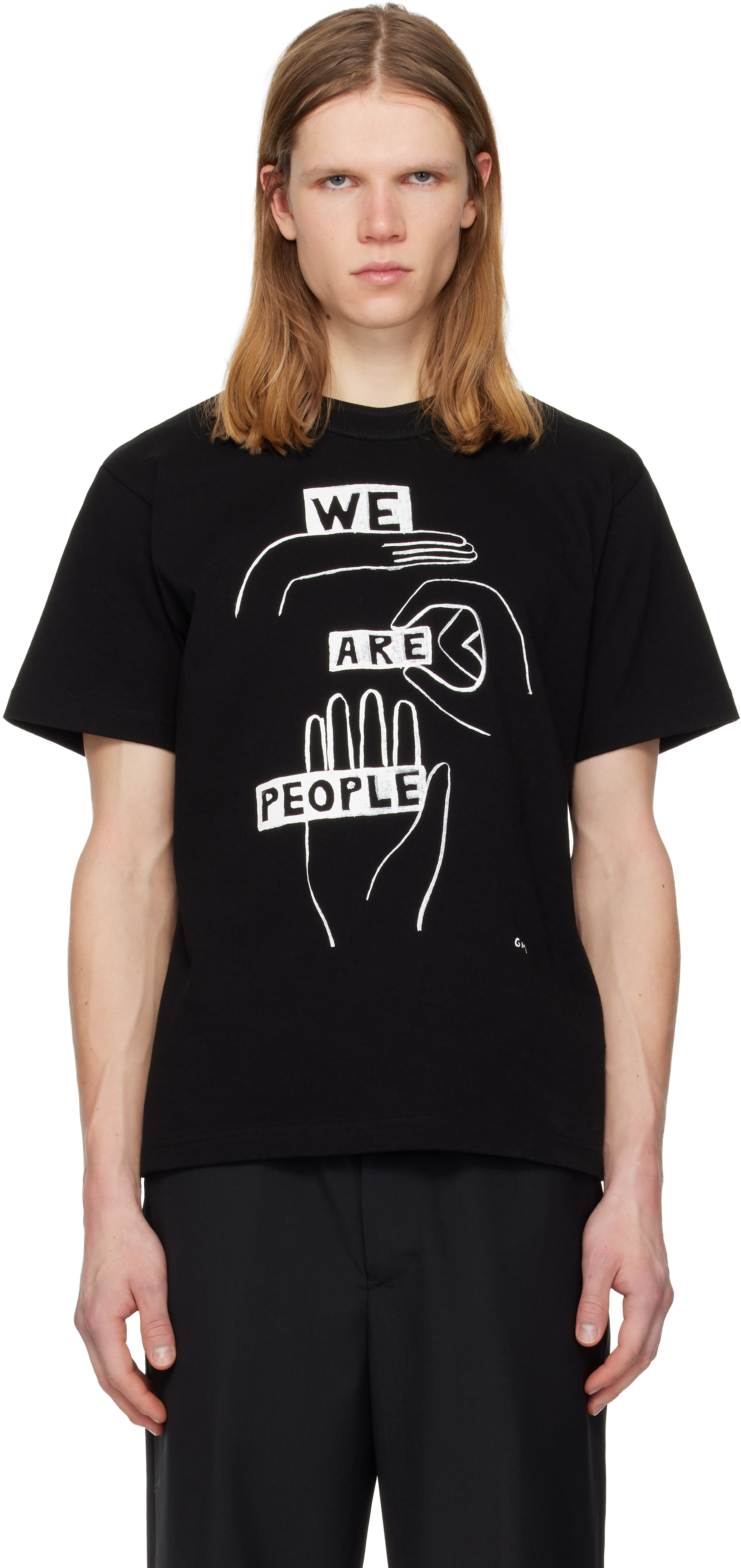 sacai: ブラック 'geoff sacai' プリントTシャツ | SSENSE 日本