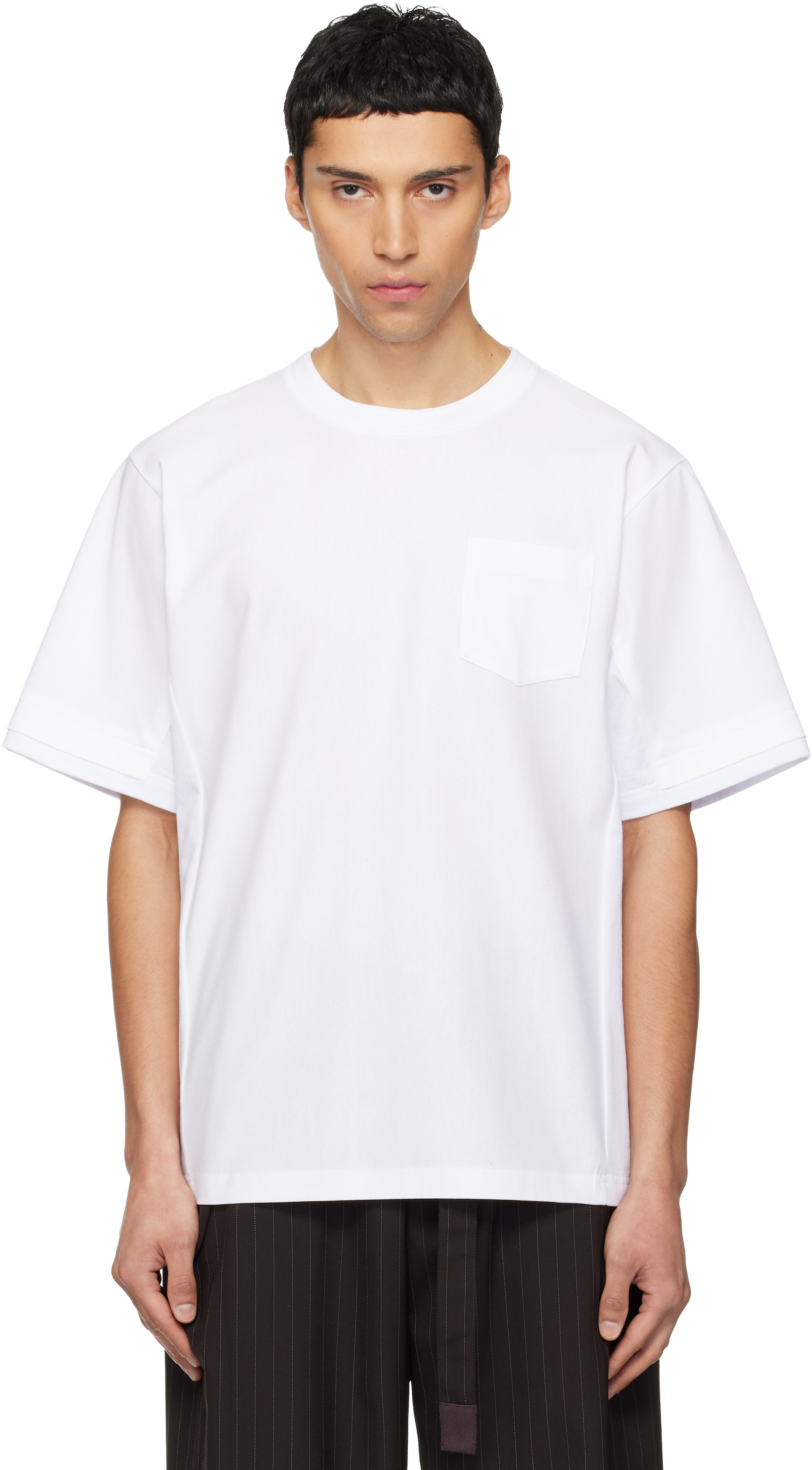 sacai: ホワイト コットンジャージ Tシャツ | SSENSE 日本