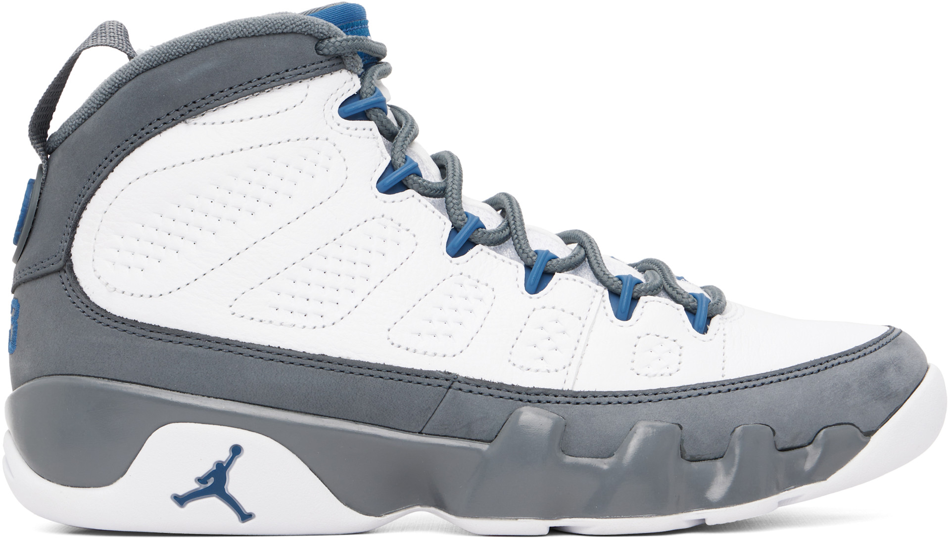 Nike Jordan: グレー＆ホワイト Air Jordan 9 Retro スニーカー