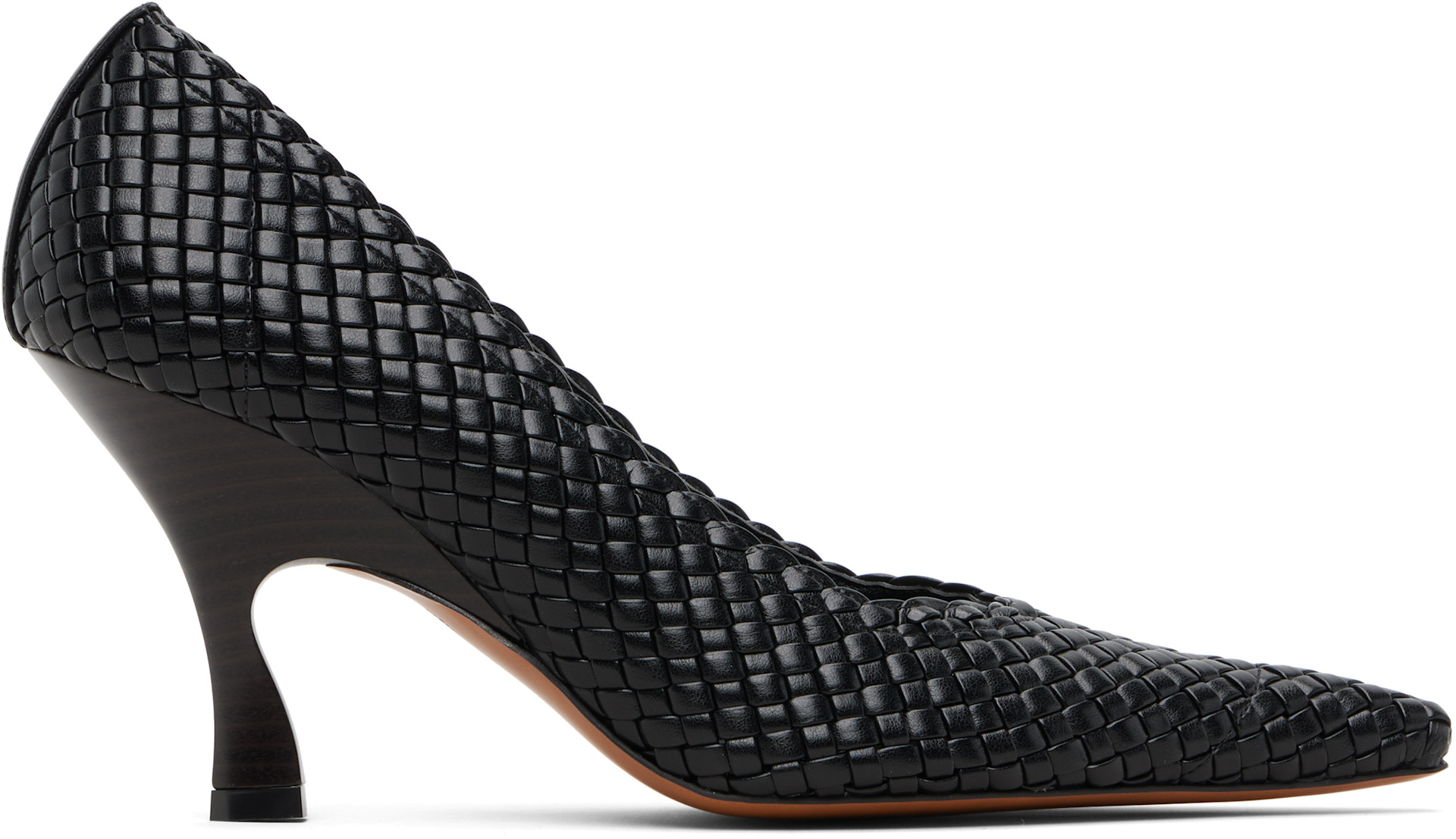 Stella McCartney: Black Elsa 90 Woven Heels | SSENSE