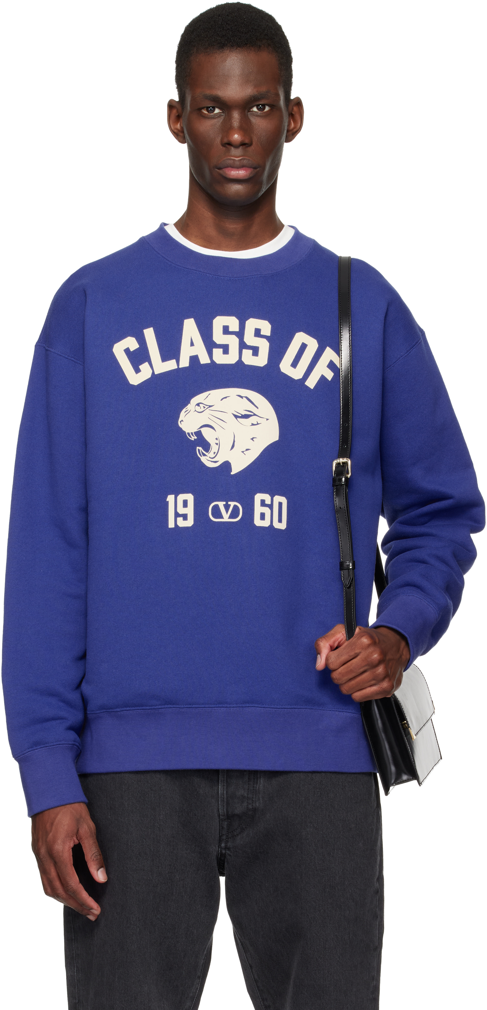 ヴァレンティノ スウェット Valentino: Blue Cotton Panther 'Class of 1960' Print Sweatshirt