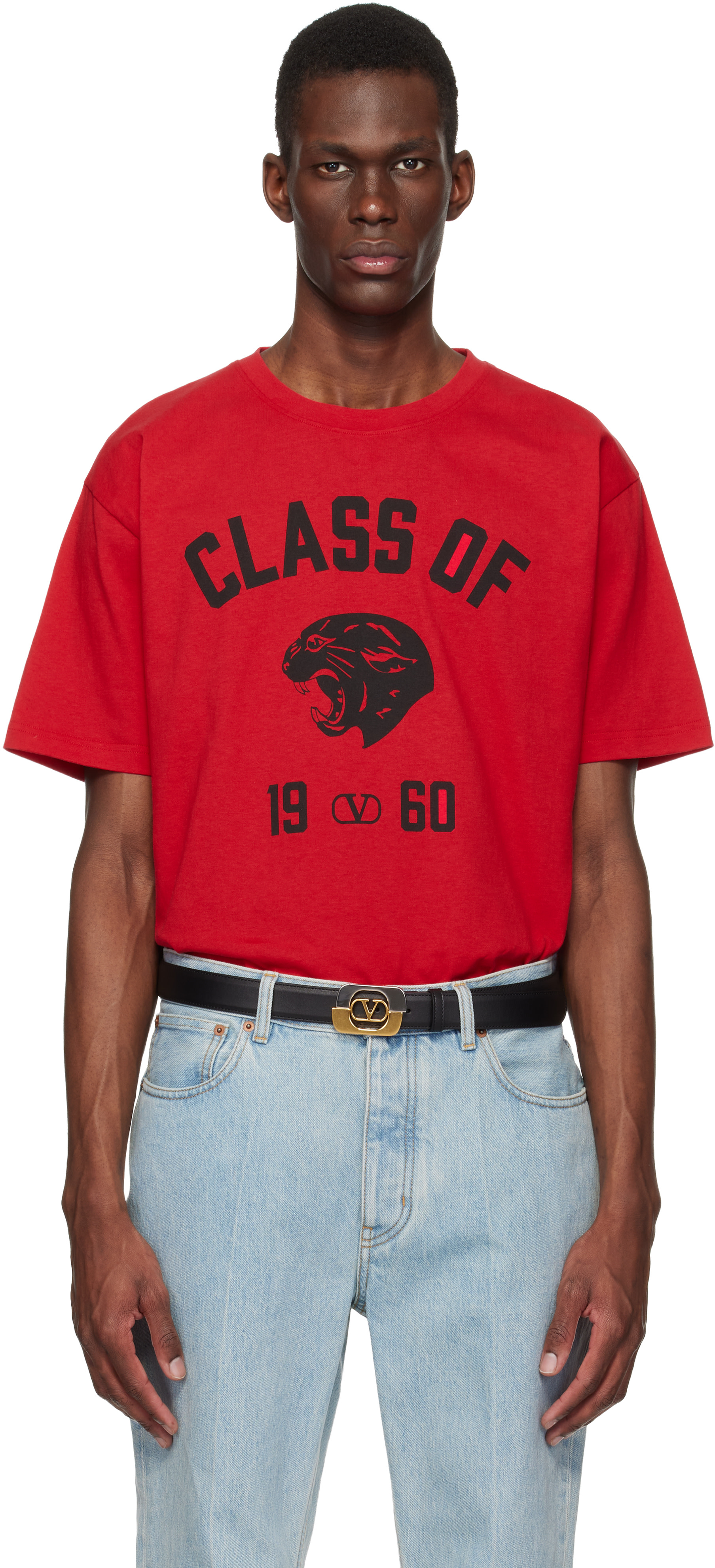 Valentino: ブラック Panther 'Class of 1960' Print コットン Tシャツ