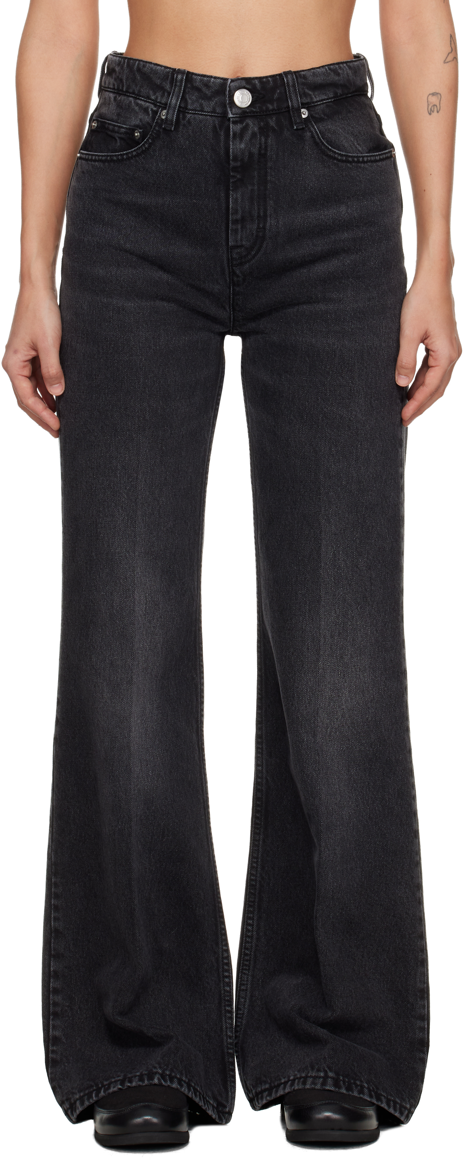AMI Paris: Black Cotton Flare-Fit Jeans | SSENSE AMI Paris: Black Cotton Flare-Fit Jeans | SSENSE