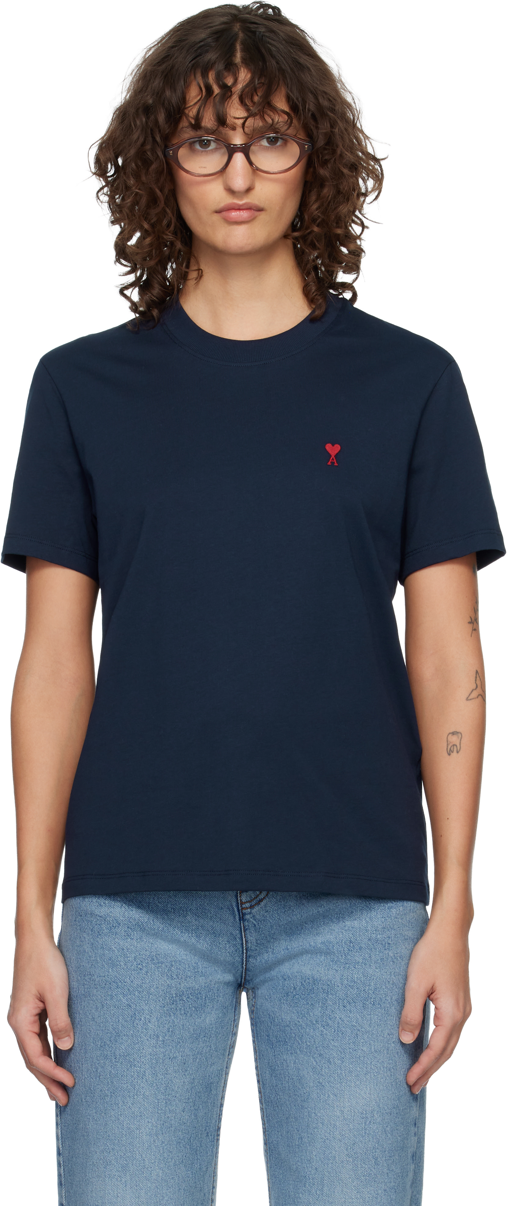 AMI PARIS Tシャツ ネイビー　Lサイズ AMI Paris: Navy Ami de Coeur T-shirt | SSENSE Singapore