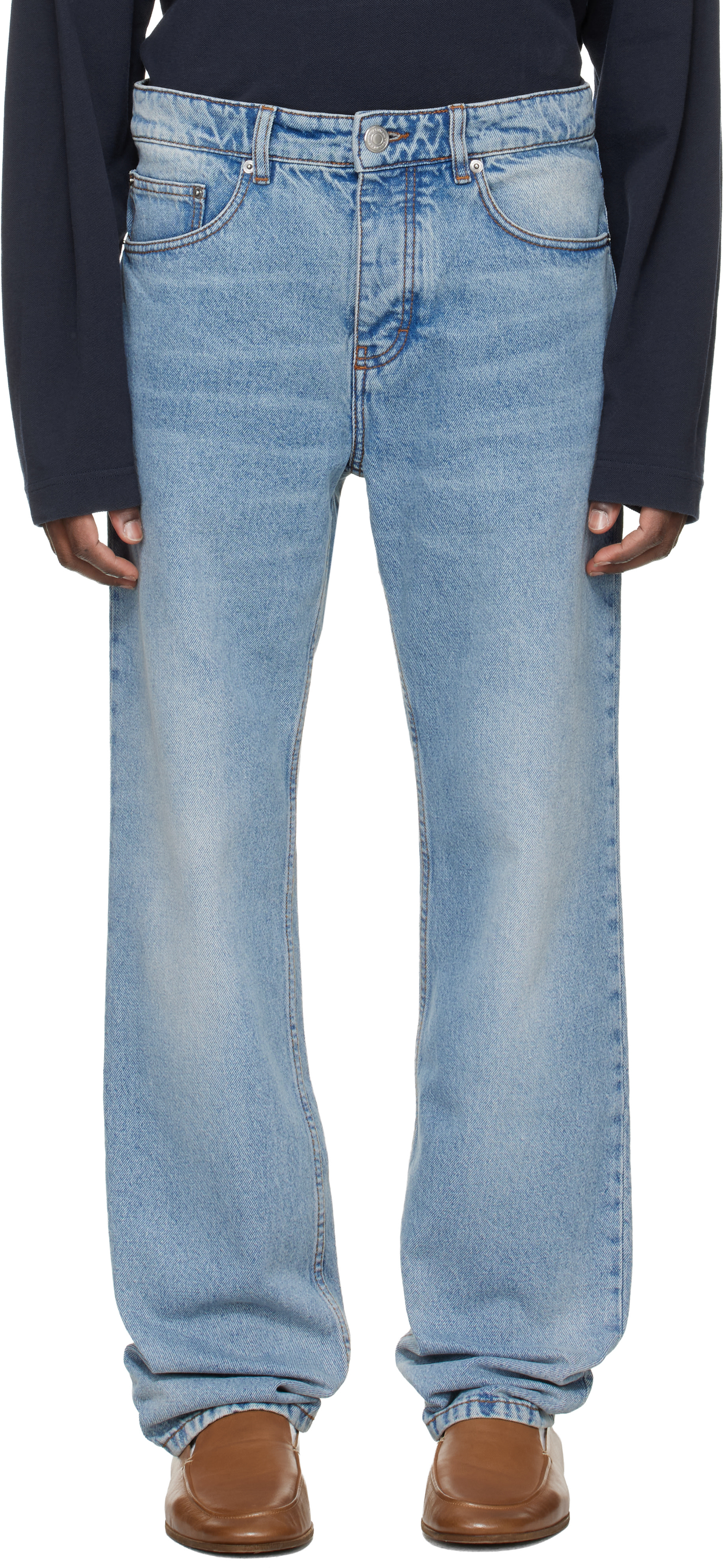 AMI Paris: Blue Cotton Classic Fit Jeans | SSENSE