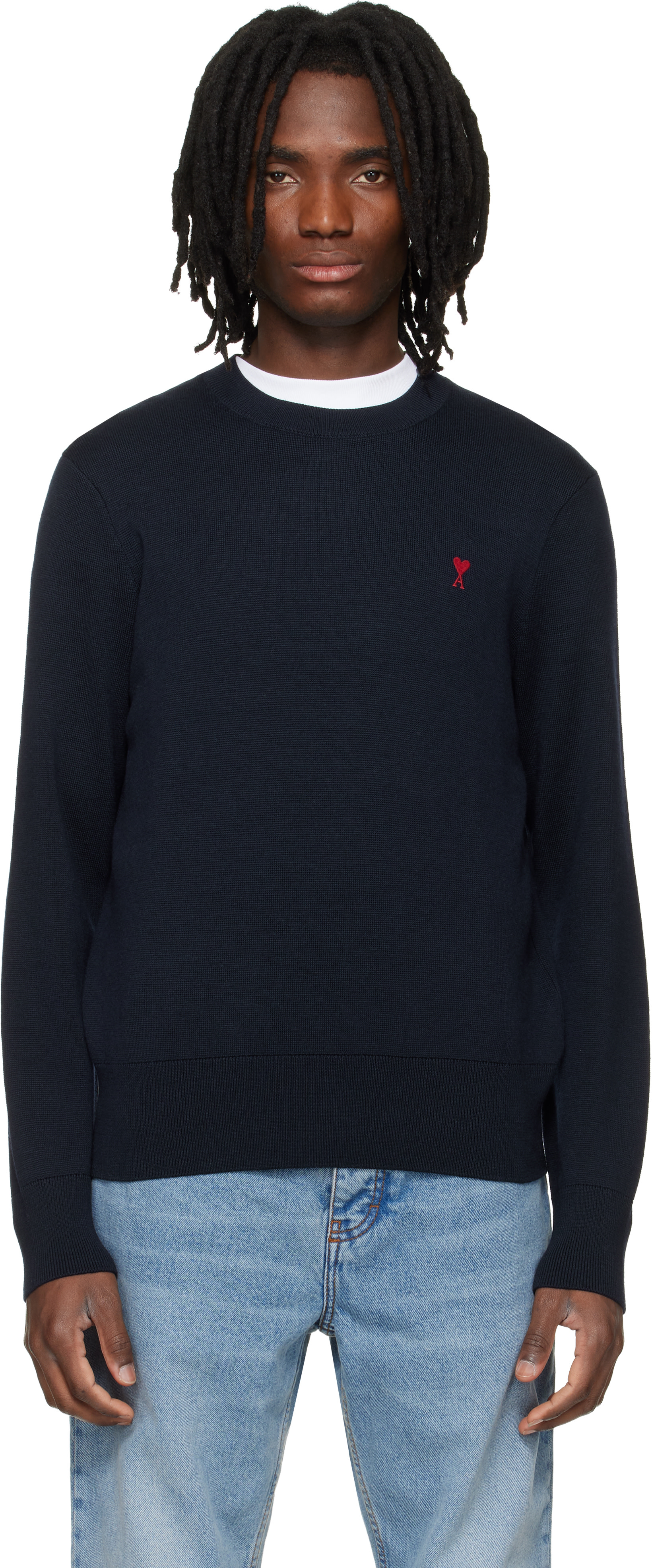 【正規品】 Ami Paris クルーネックセーター AMI Paris Ami De Coeur クルーネックセーター | ブラック | FARFETCH JP
