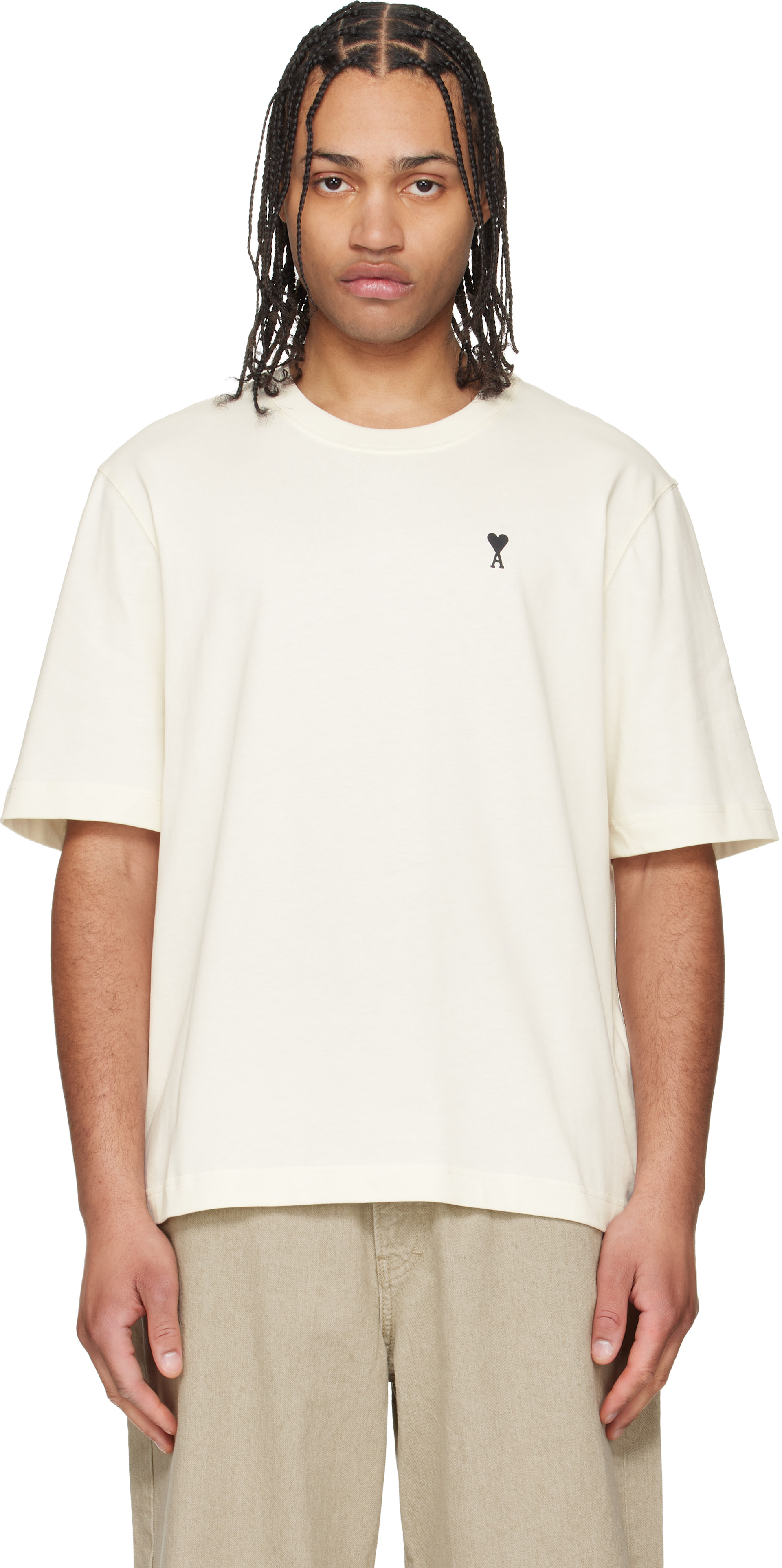 AMI Paris: White Cotton Place des Victoires Print T-shirt | SSENSE