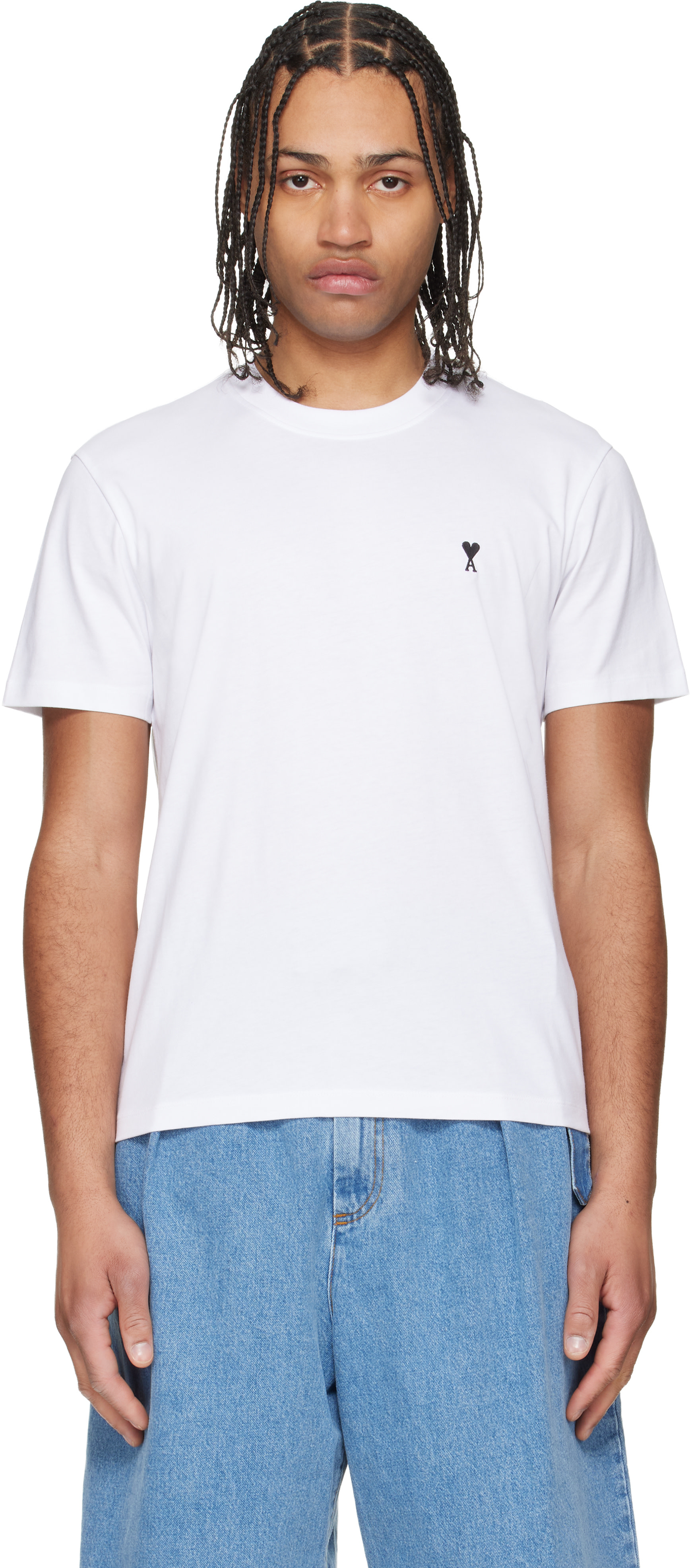 AMI Paris: White Cotton Ami de Coeur T-shirt | SSENSE