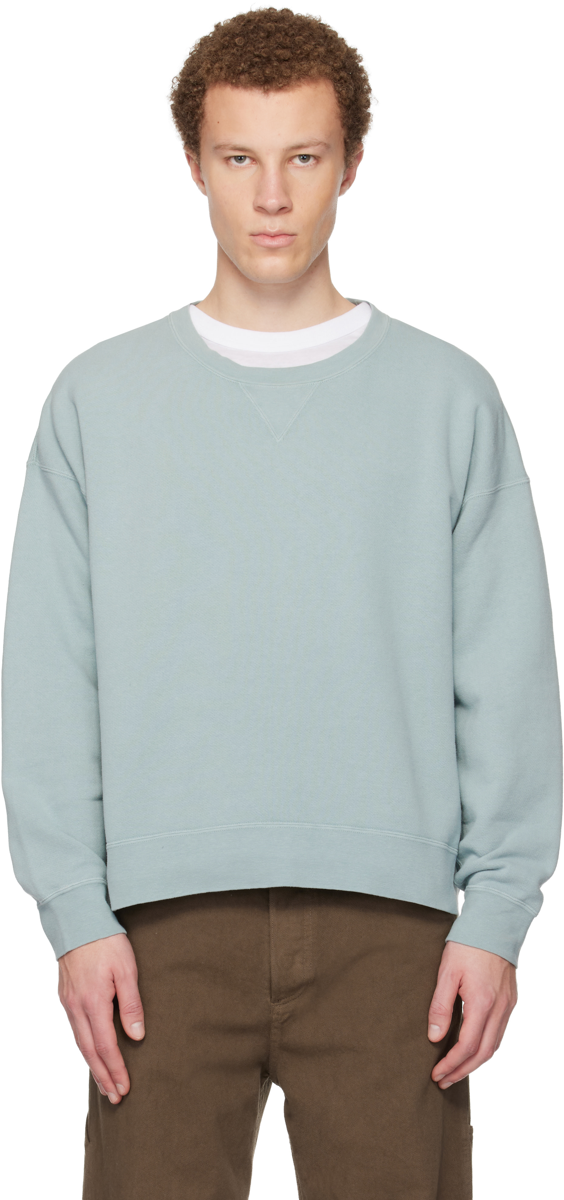 トップス visvim JUMBO WELLER DMGD LT.GREEN visvim: Green Jumbo SB L/S DMGD Sweatshirt | SSENSE