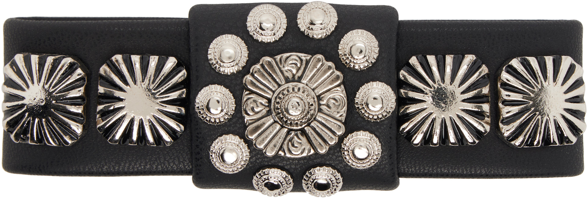 Toga Pulla: Black Leather Hair Clip | SSENSE