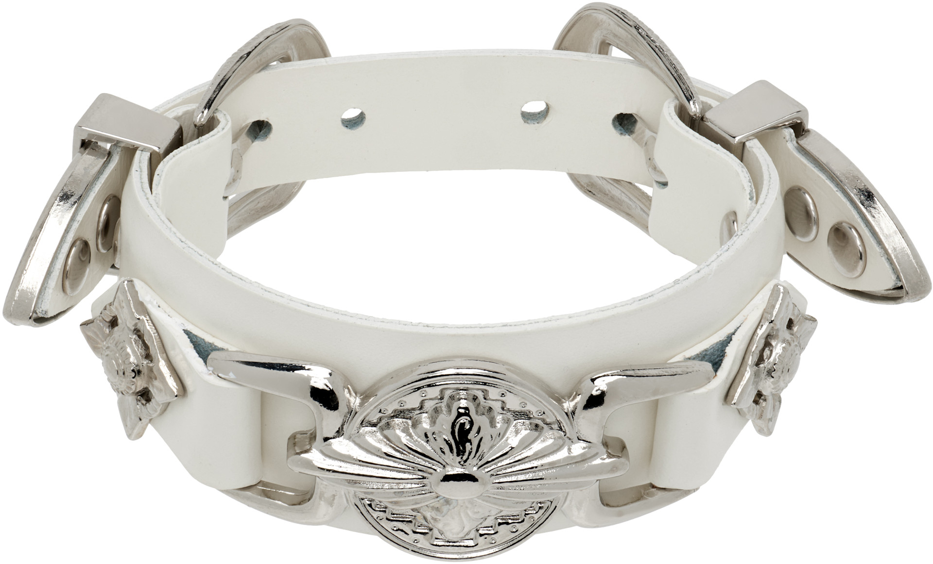 TOGA Double buckle bangle 牛革レザーブレス Toga Pulla: Double Buckle Leather Bangle Bracelet | SSENSE Canada