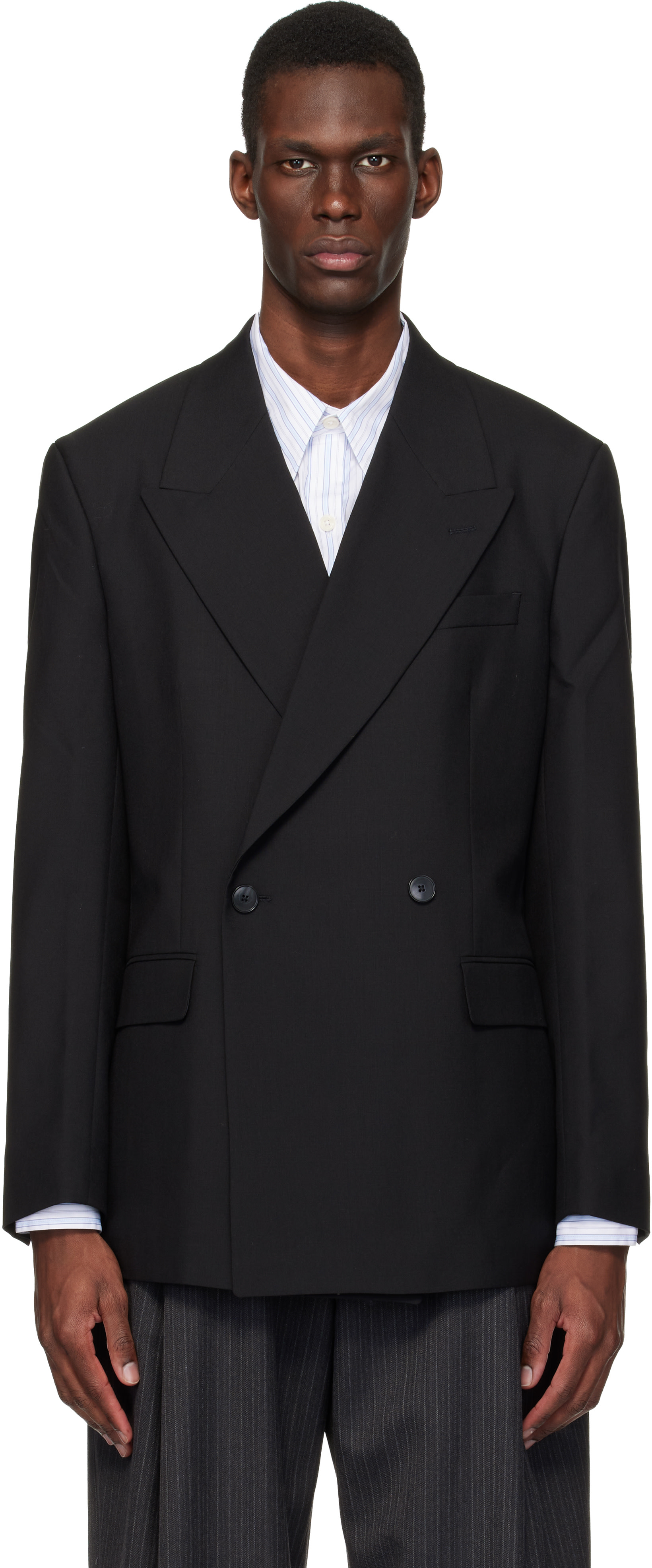 mfpen: Black Double Breasted Blazer | SSENSE