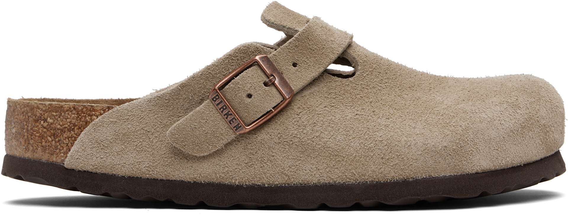 Birkenstock: Taupe Regular Boston Soft Footbed Slip-on Loafers