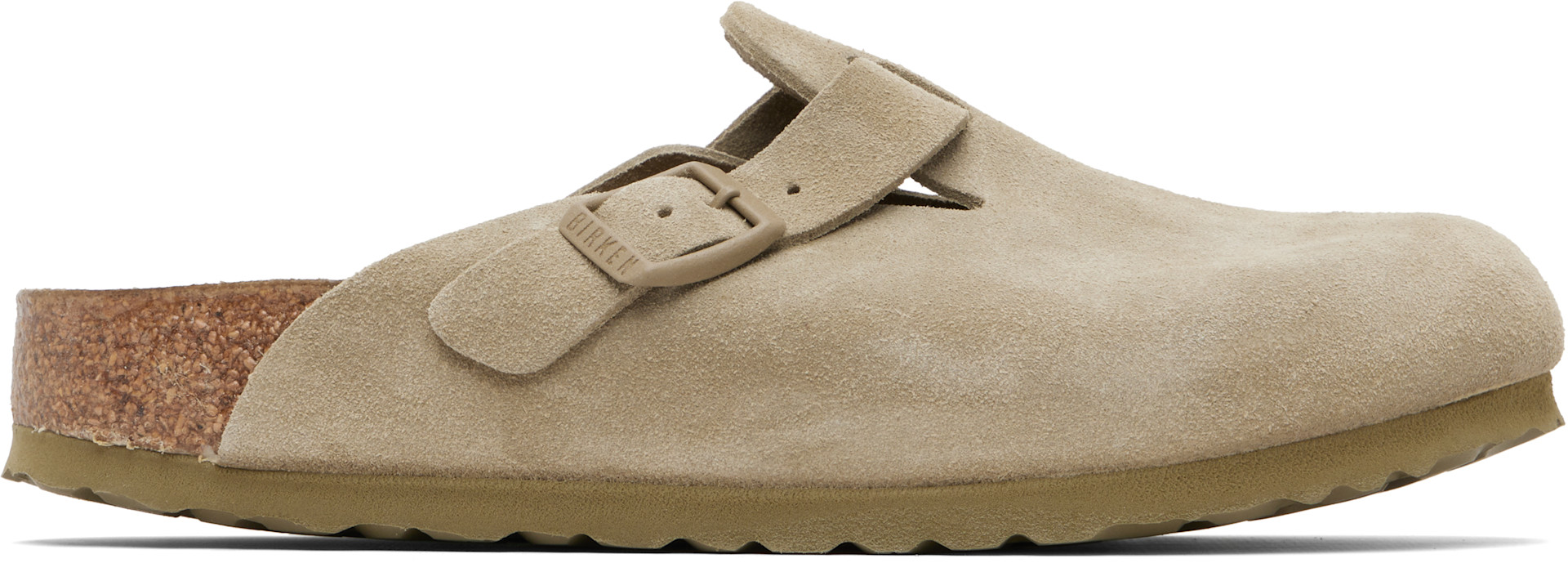 Birkenstock: Khaki Narrow Boston Slip-on Loafers | SSENSE