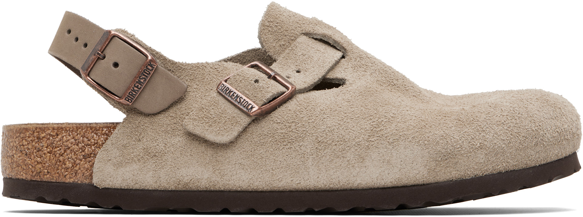Birkenstock: Taupe Regular Tokio Slip-on Loafers | SSENSE
