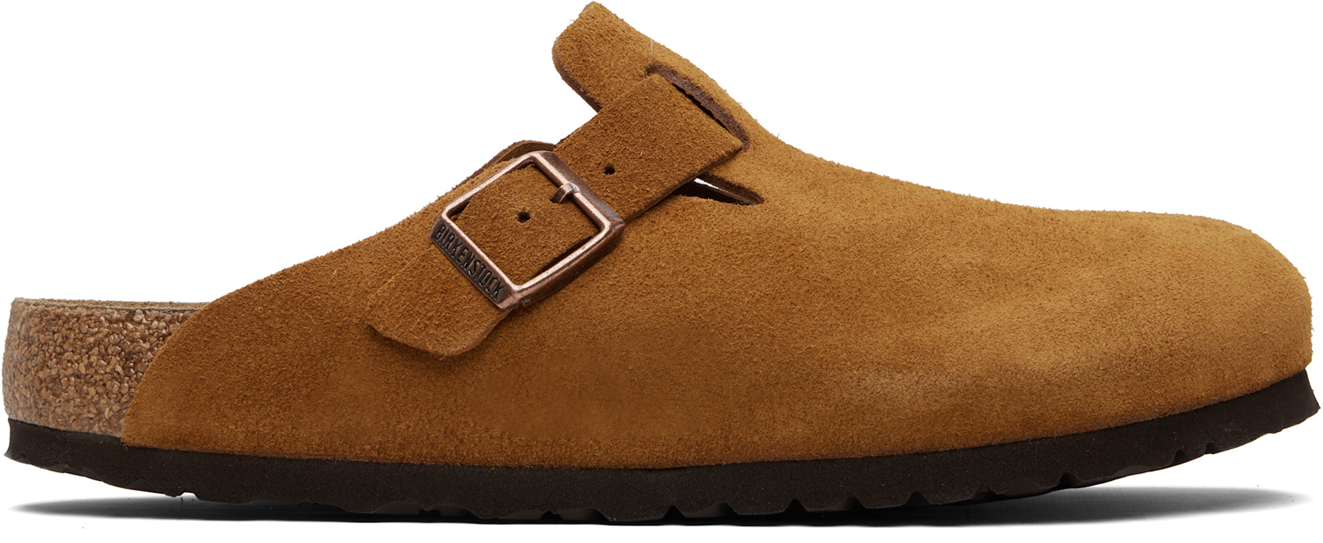 Birkenstock: Tan Regular Boston Soft Footbed Slip-on Loafers  display picture 1