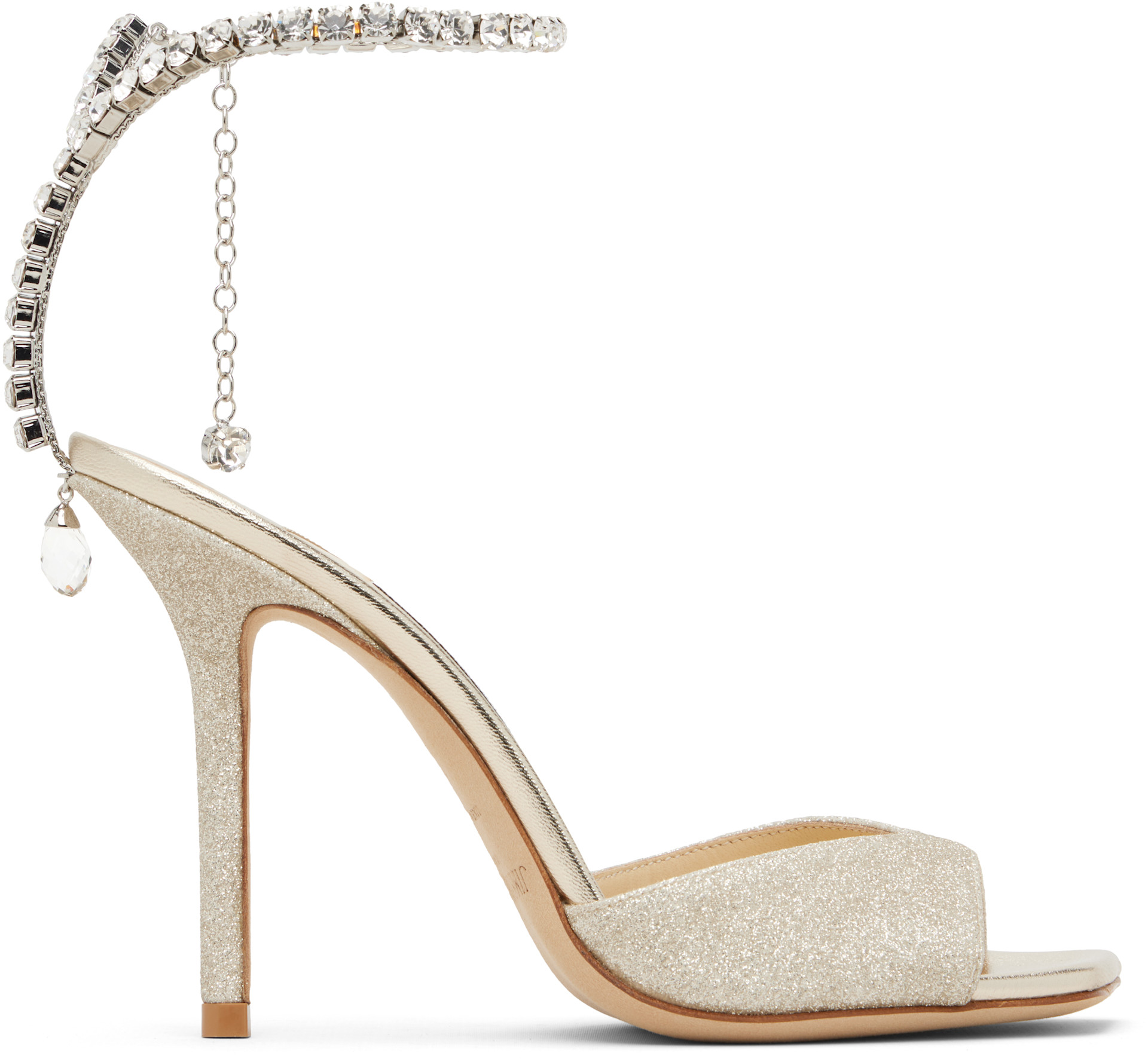 Jimmy Choo: シルバー Saeda 100 ヒールサンダル | SSENSE 日本