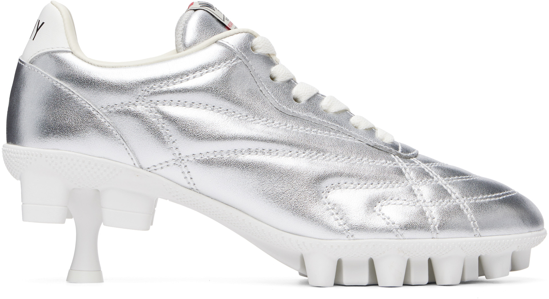 箱無しMaison MIHARA YASUHIRO BLAKEY silver Maison MIHARA YASUHIRO: Silver Spike Sole Sneaker Heels | SSENSE