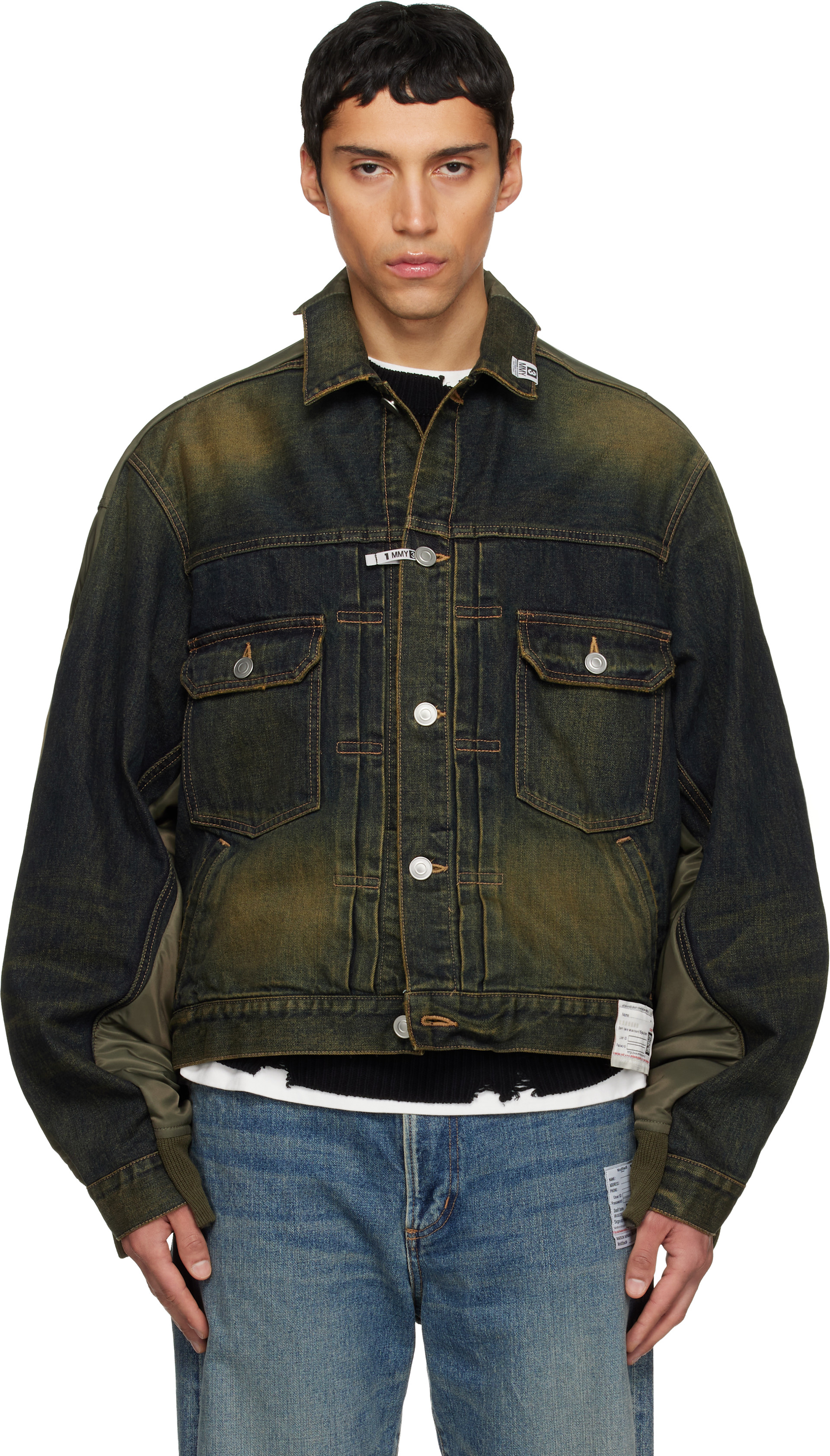 MIHARAYASUHIRO 旧タグ デニムテーラードJKT Y2K sizeM Maison MIHARA YASUHIRO: Khaki & Navy Front Back Combined Denim