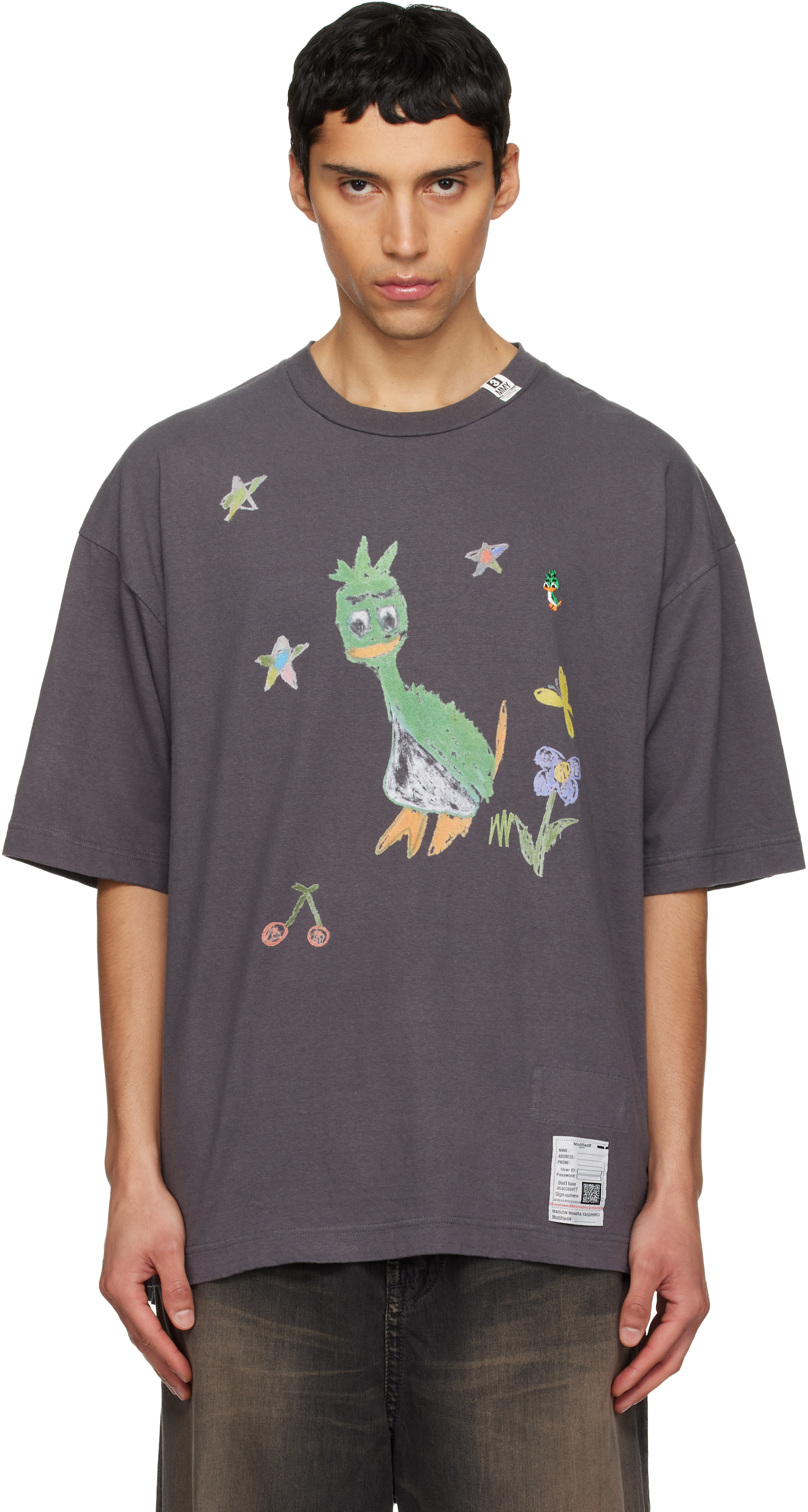 Maison Mihara Yasuhiro LEON Tシャツ Maison MIHARA YASUHIRO: Black Leon Kids Doodle T-shirt | SSENSE