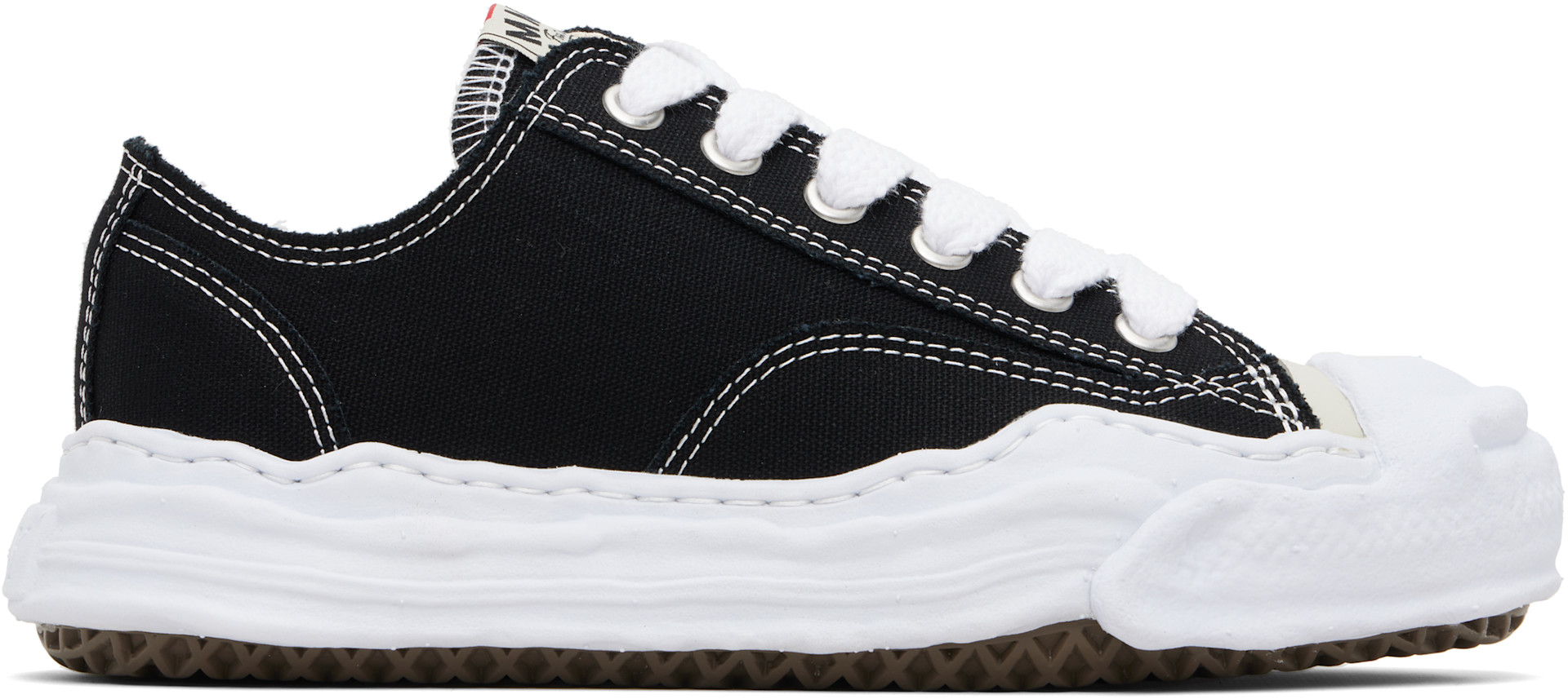Maison MIHARA YASUHIRO: Black 'Hank' OG Sole Canvas Low-Top
