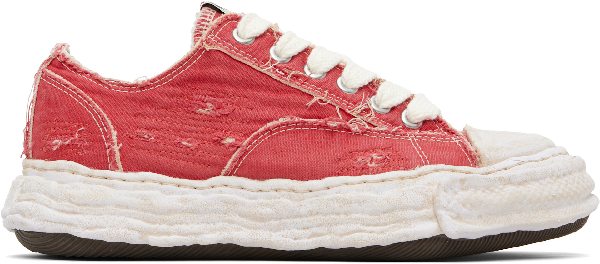 靴 Mihara Yasuhiro Peterson 23 Maison MIHARA YASUHIRO: Red 'Peterson23' OG Sole Ripped Overdye