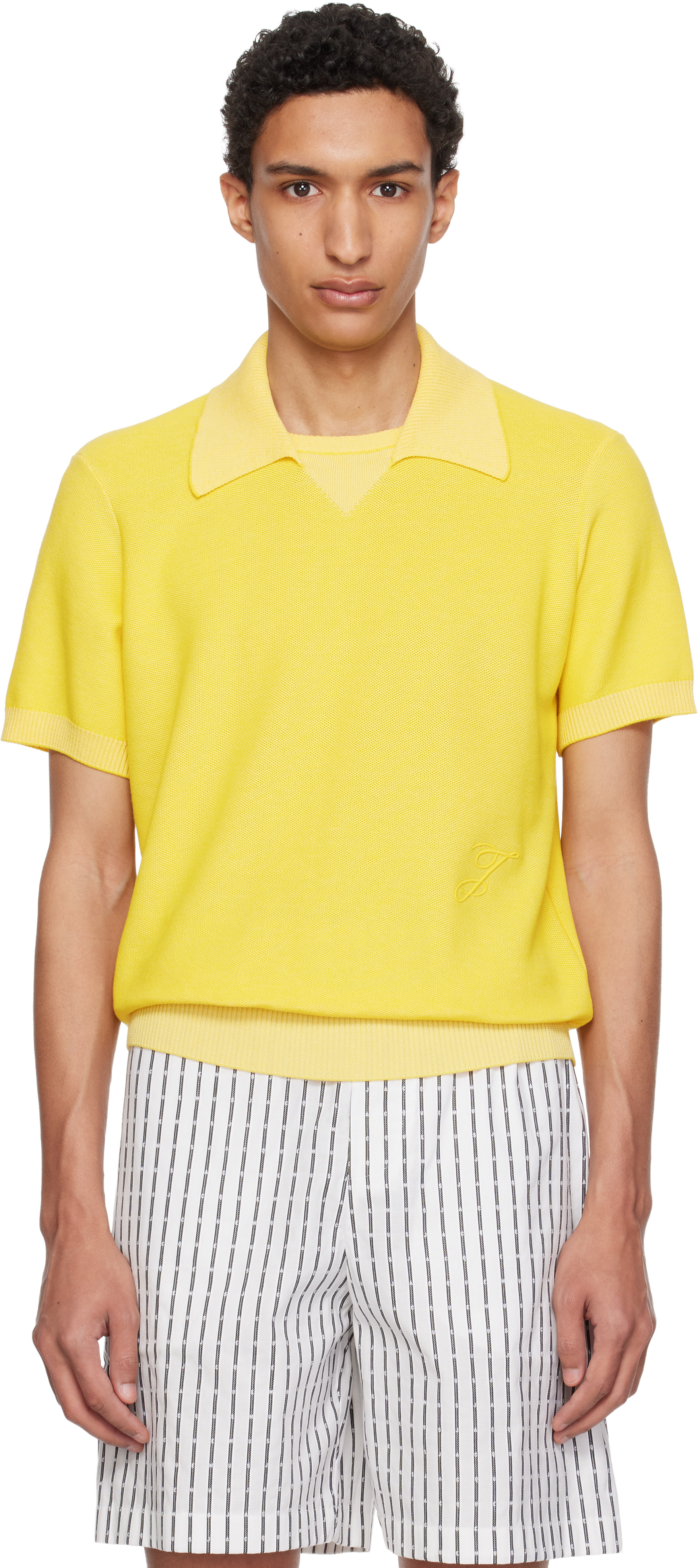 JACQUEMUS ニットポロ JACQUEMUS: Yellow 'The J Knit' Polo | SSENSE