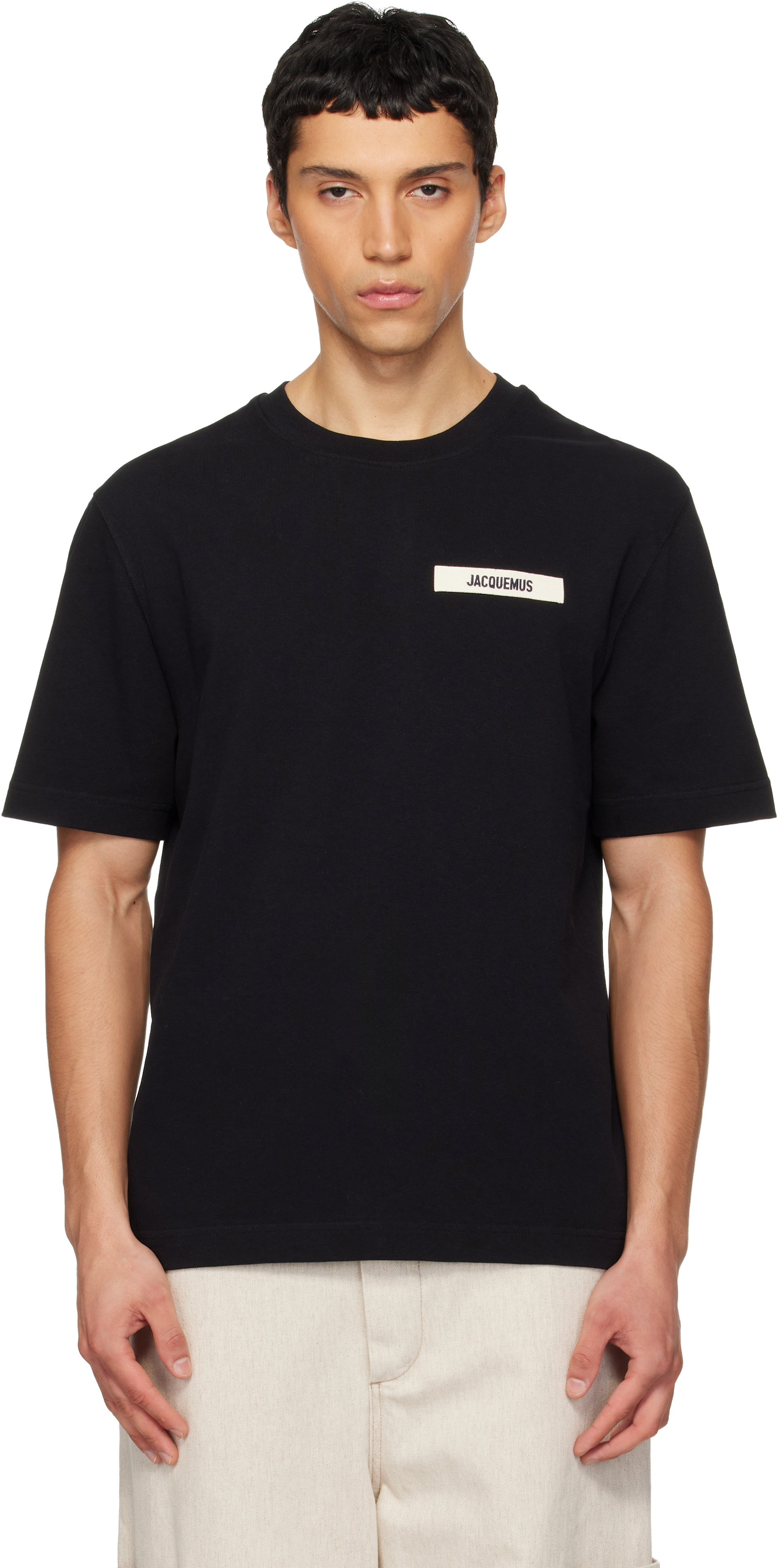 JACQUEMUS: Black Les Classiques 'The Gros Grain' T-shirt | SSENSE