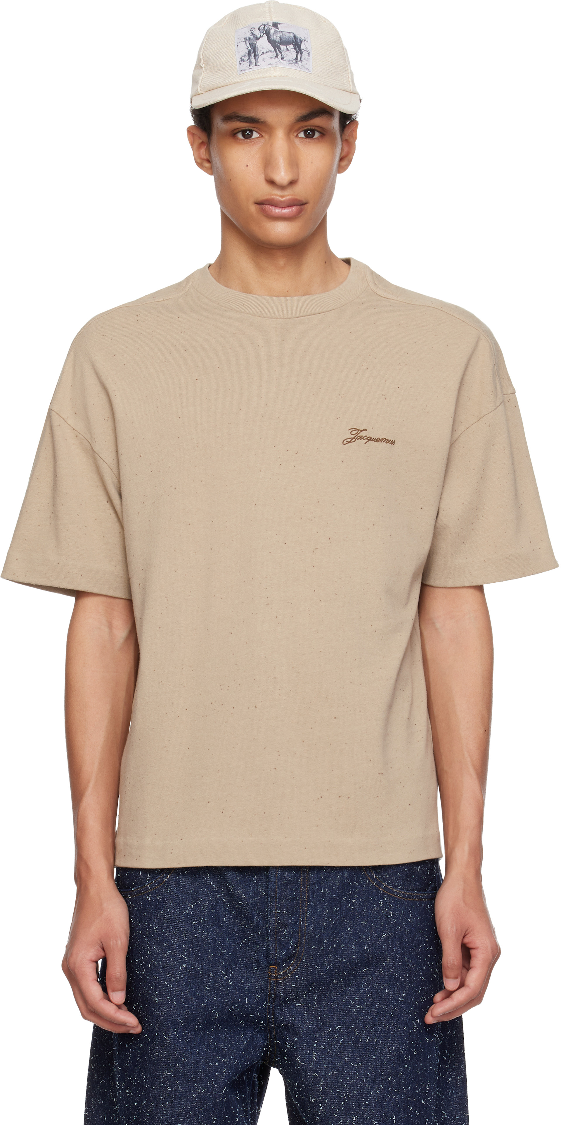 JACQUEMUS: Beige 'Le Brodero' T-shirt | SSENSE