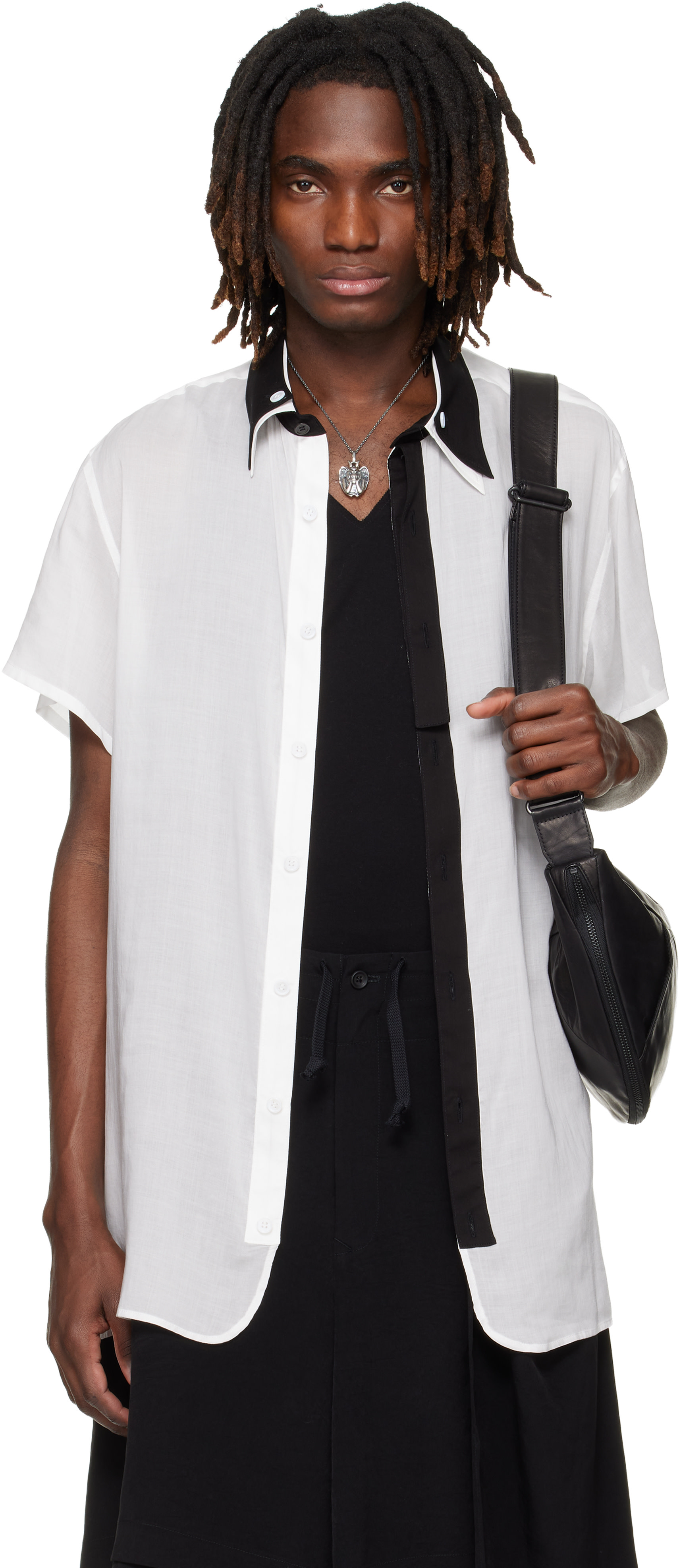 トップス Y's 160  RAMIE DOUBLE COLLAR SHIRT YOHJI YAMAMOTO: White Double Collar B Shirt | SSENSE