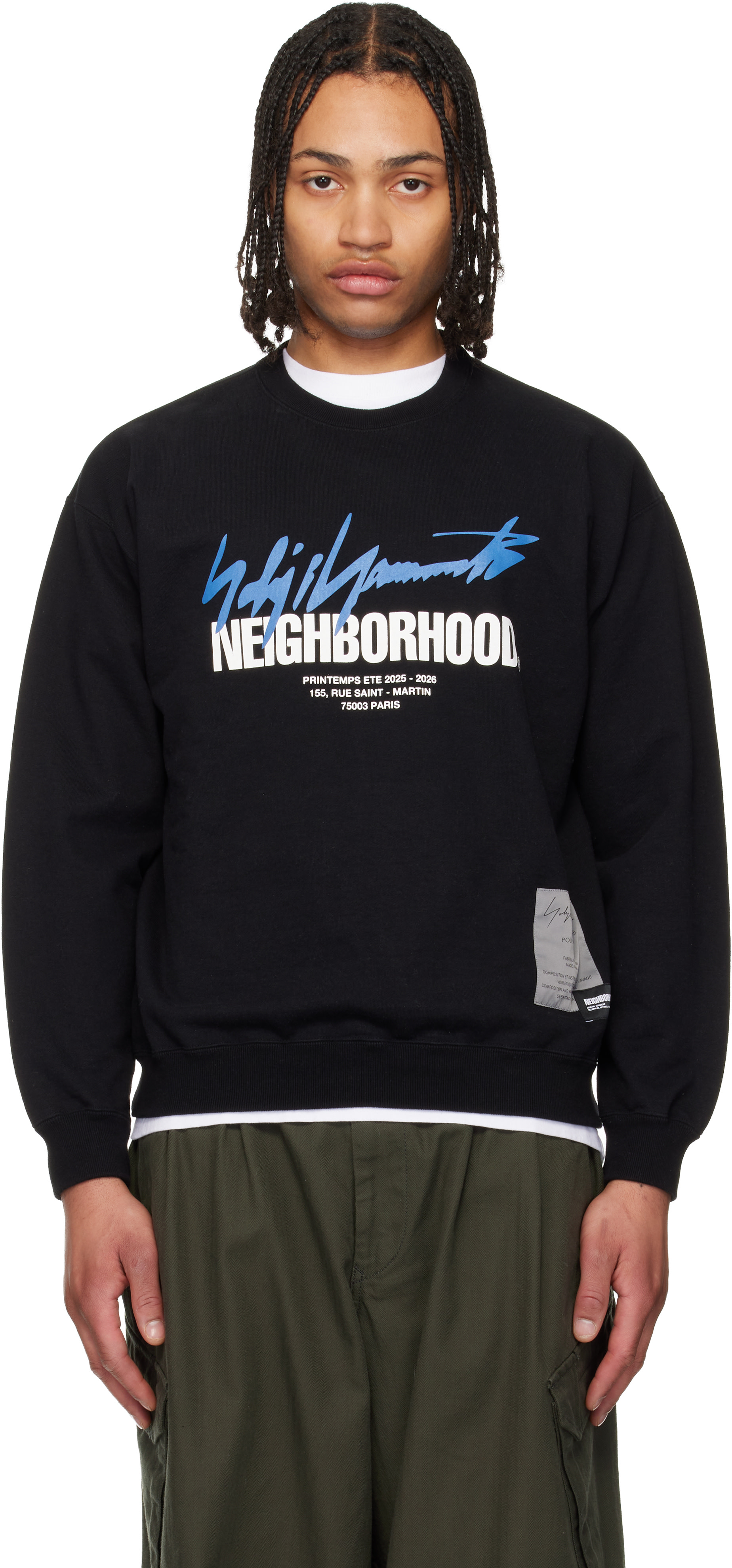 Yohji Yamamoto スウェットシャツ 紺 M表記 XL〜2XL相当 YOHJI YAMAMOTO: Black Neighborhood Edition LS Sweatshirt | SSENSE