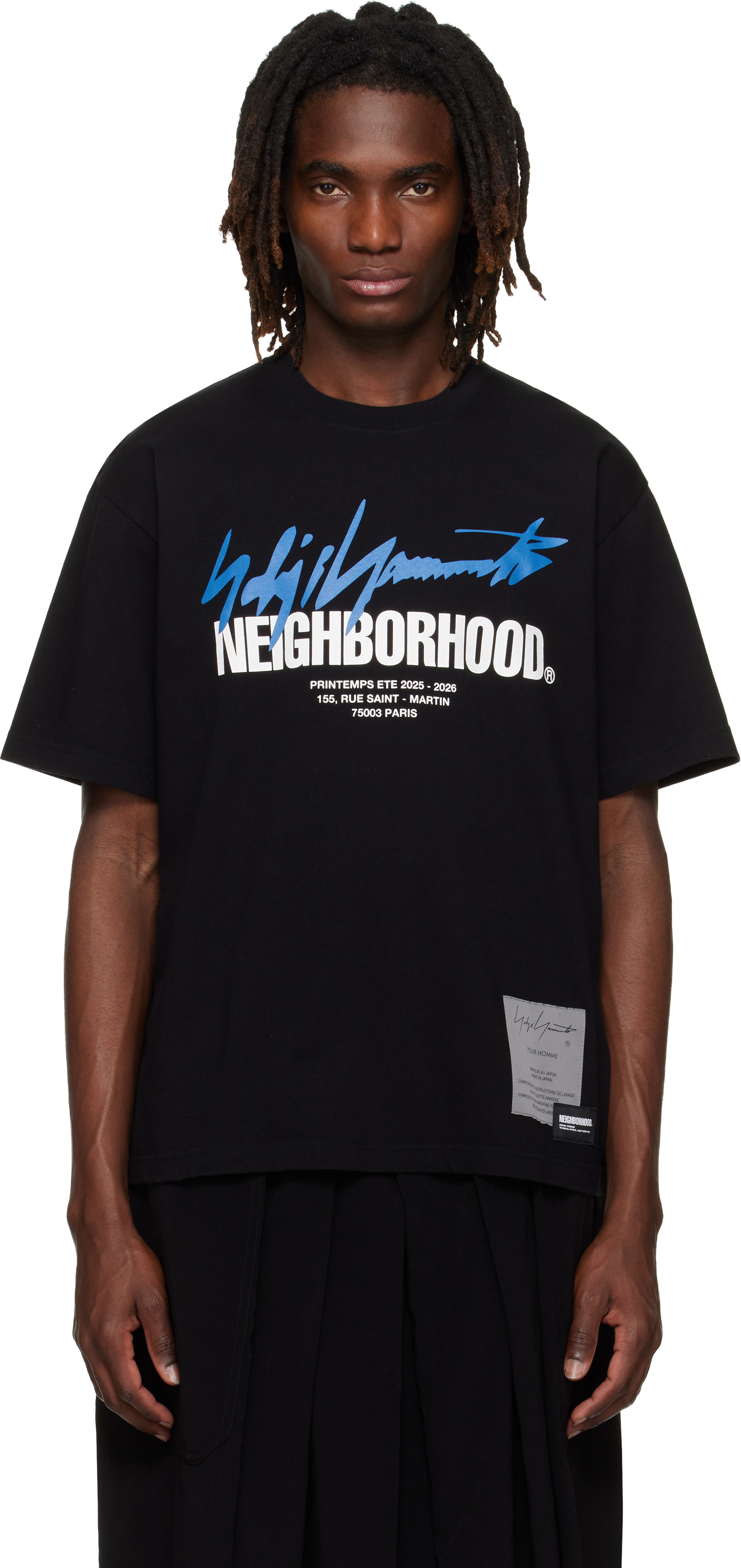YOHJI YAMAMOTO: Black NEIGHBORHOOD Edition SS-2 T-shirt | SSENSE
