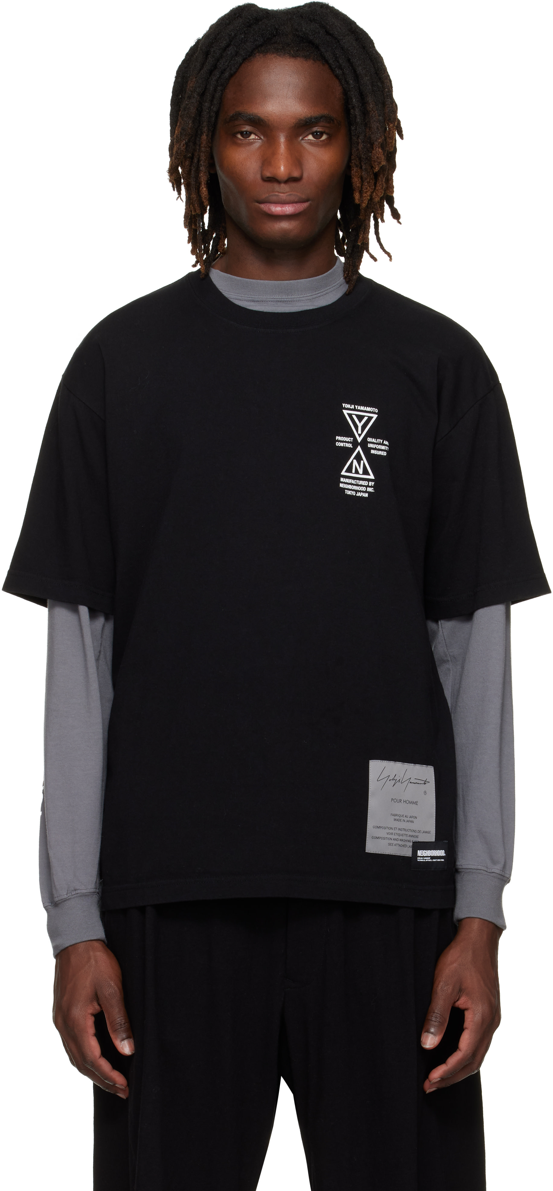 Yohan YOHJI YAMAMOTO: Black NEIGHBORHOOD Edition SS-1 T-shirt | SSENSE