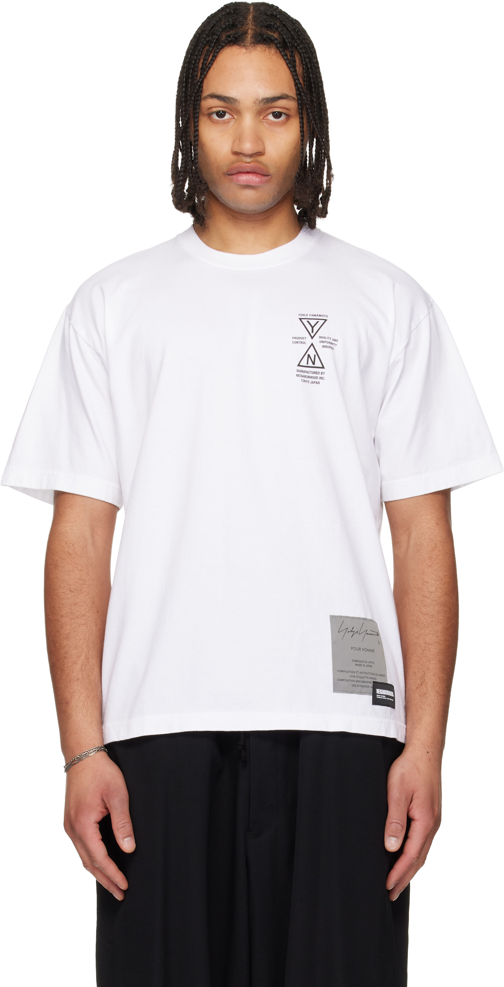 YOHJI YAMAMOTO: White Neighborhood Edition SS-1 T-shirt | SSENSE