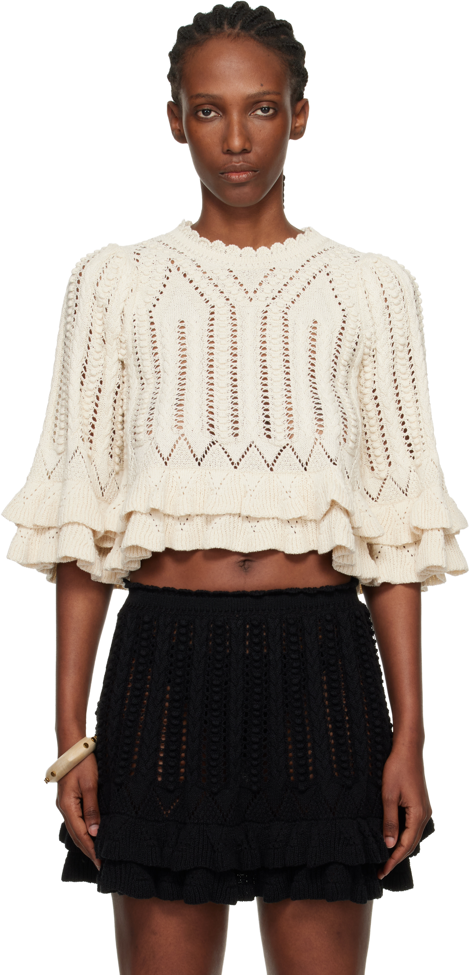 ISABEL MARANT ETOILE / ラウンドネックニットセーター Deotille Sweater Isabel Marant Étoile beige – Relaxed cable knit