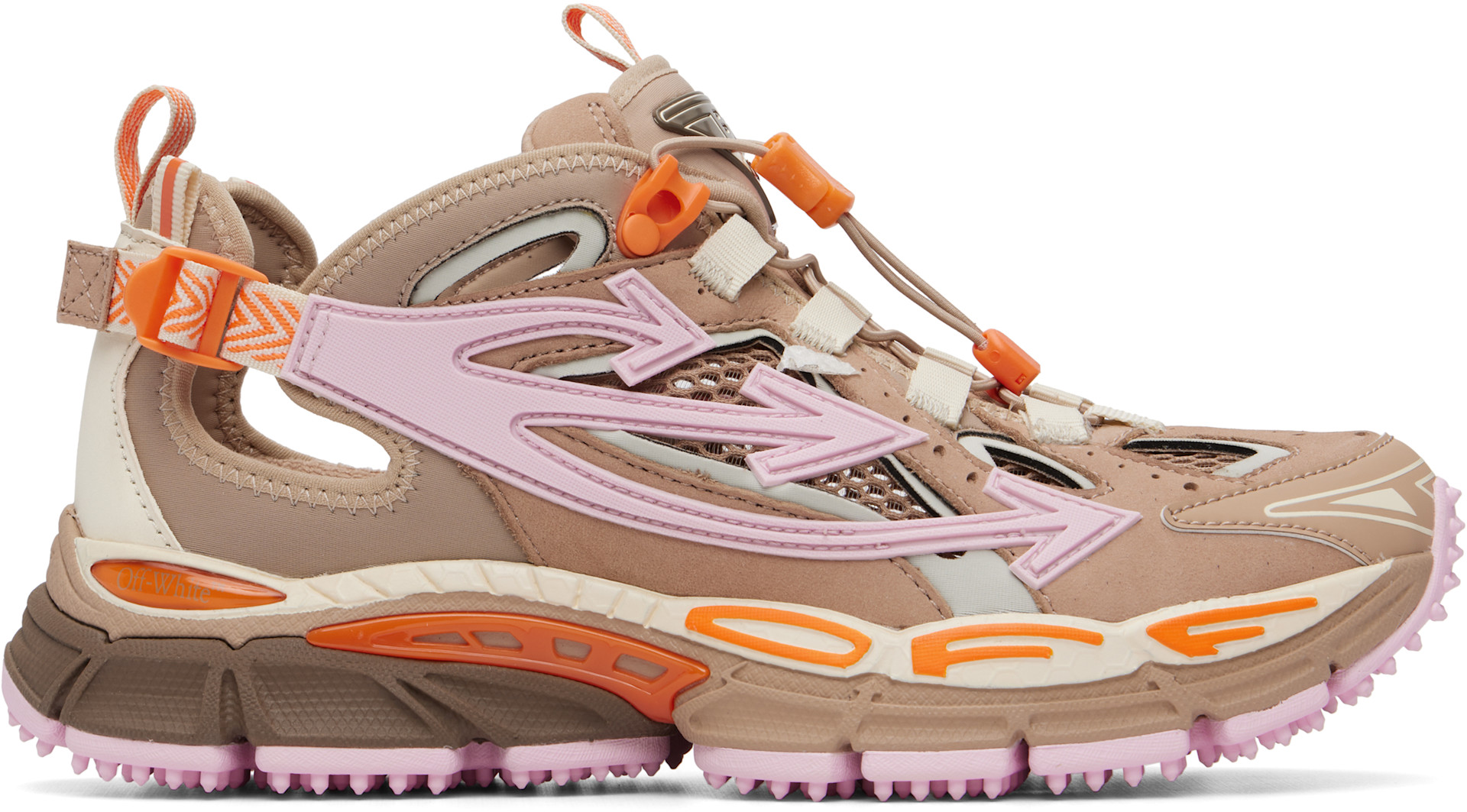 Off-White: Brown 'Be Right Back' Open Sneakers | SSENSE