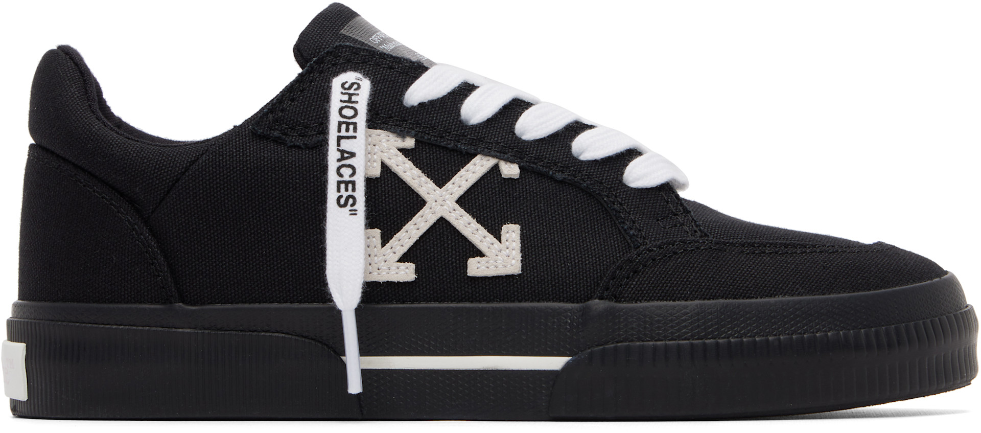 Off-White: Black Low Vulcanized Sneakers | SSENSE